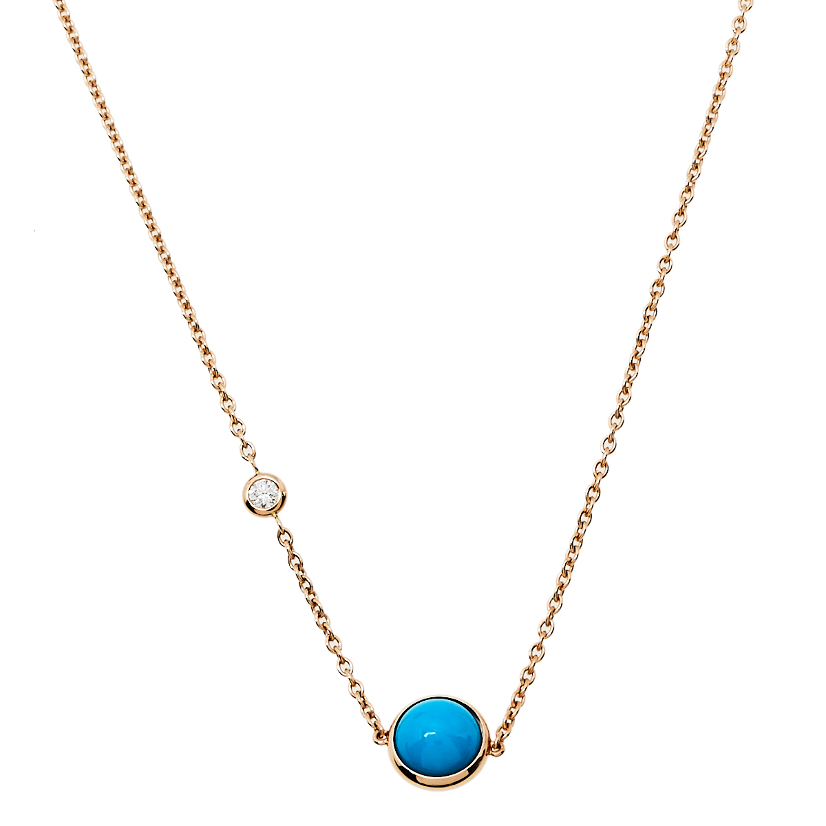 Piaget Possession Diamond Turquoise 18K Rose Gold Pendant Necklace