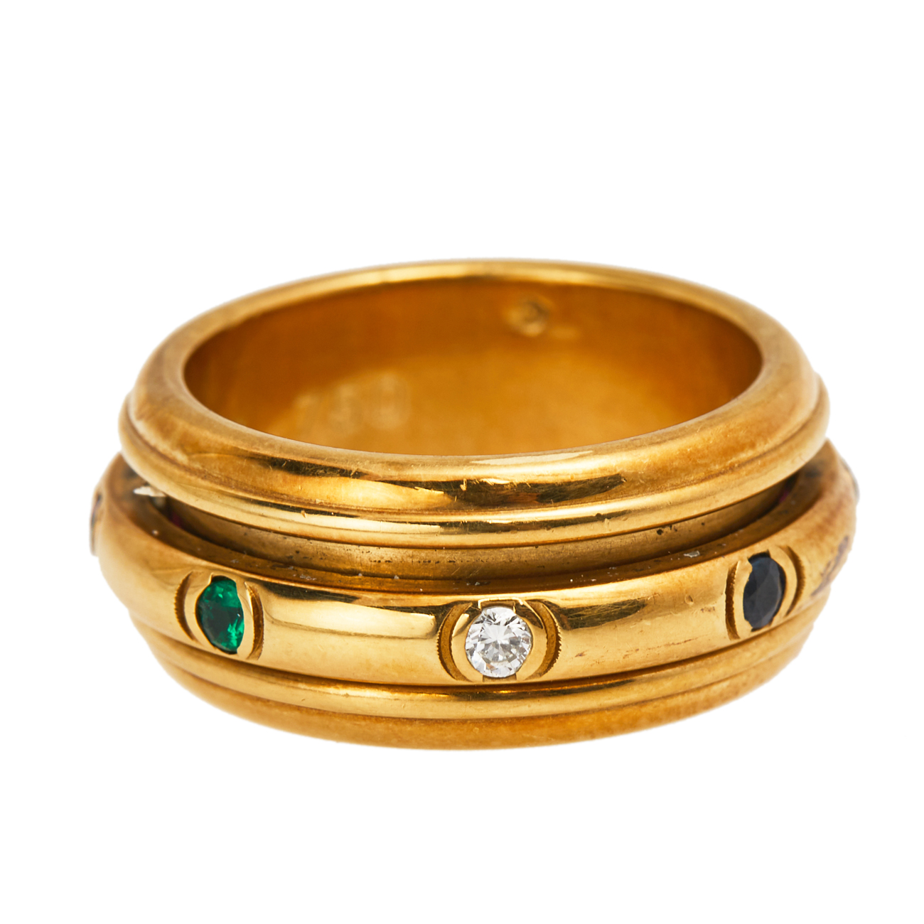 

Piaget Multi Gemstone 18k Yellow Gold Rolling Ring Size