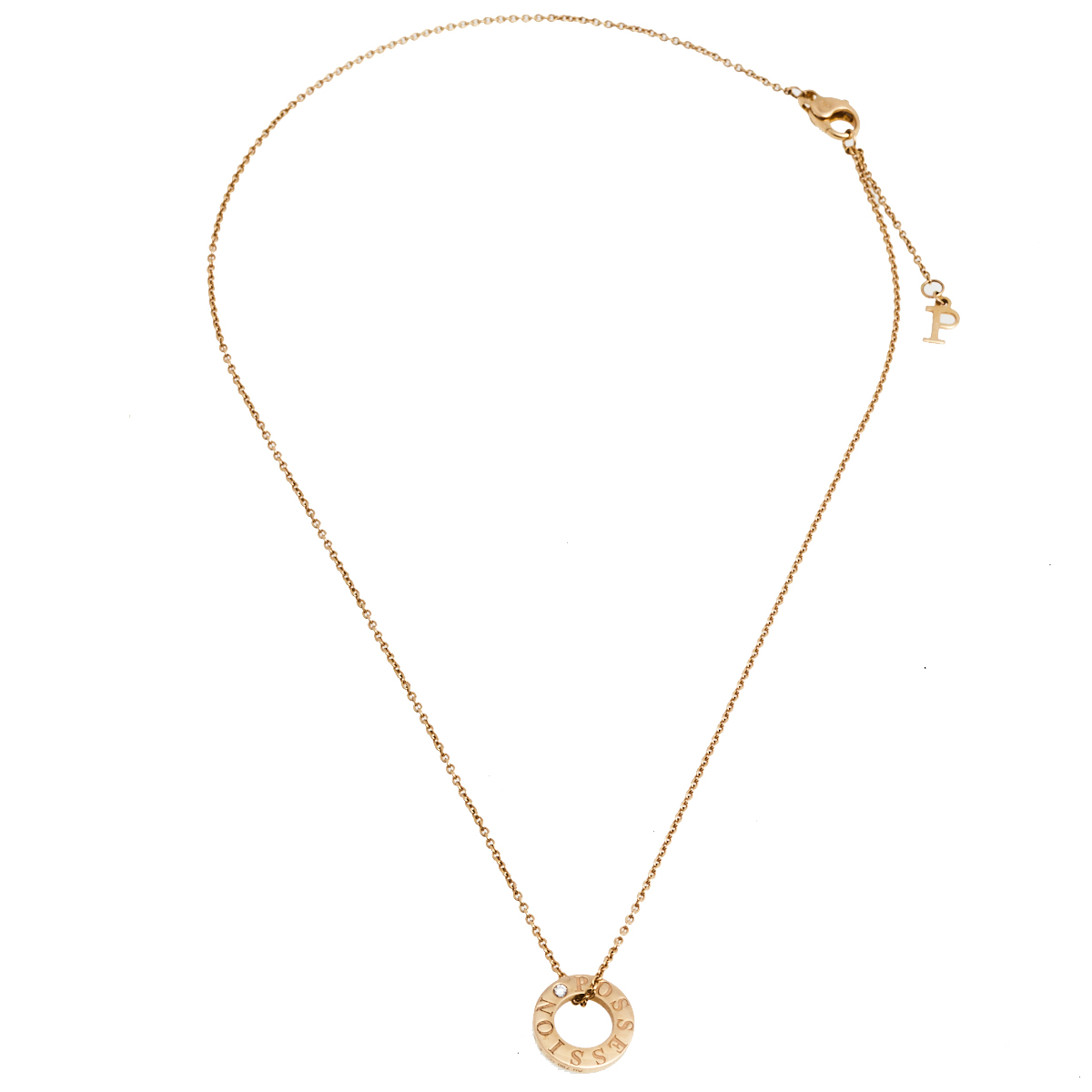 

Piaget Possession Happy Birthday Diamond Sapphire 18k Rose Gold Pendant Necklace