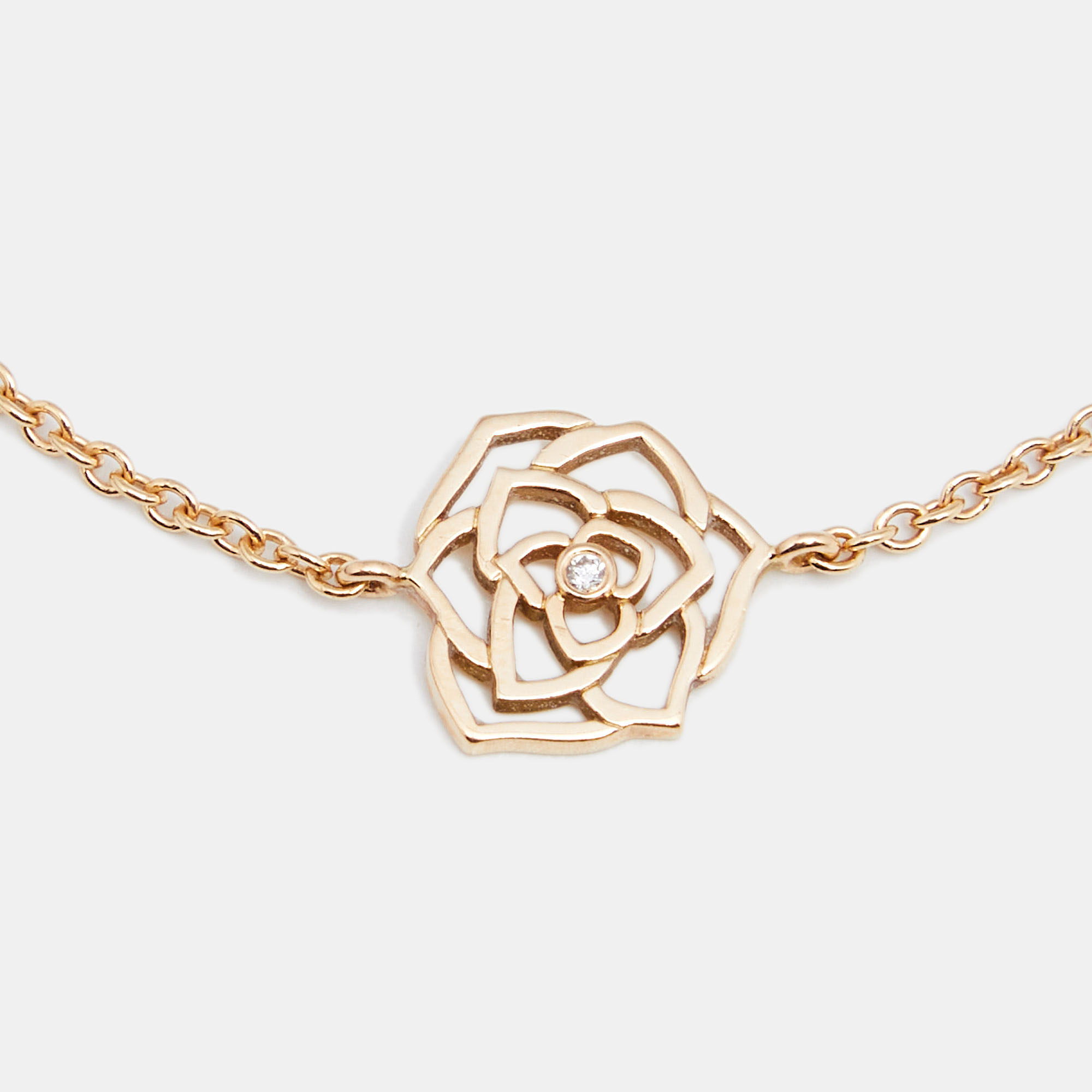 

Piaget Rose Motif Diamond 18K Rose Gold Chain link Bracelet