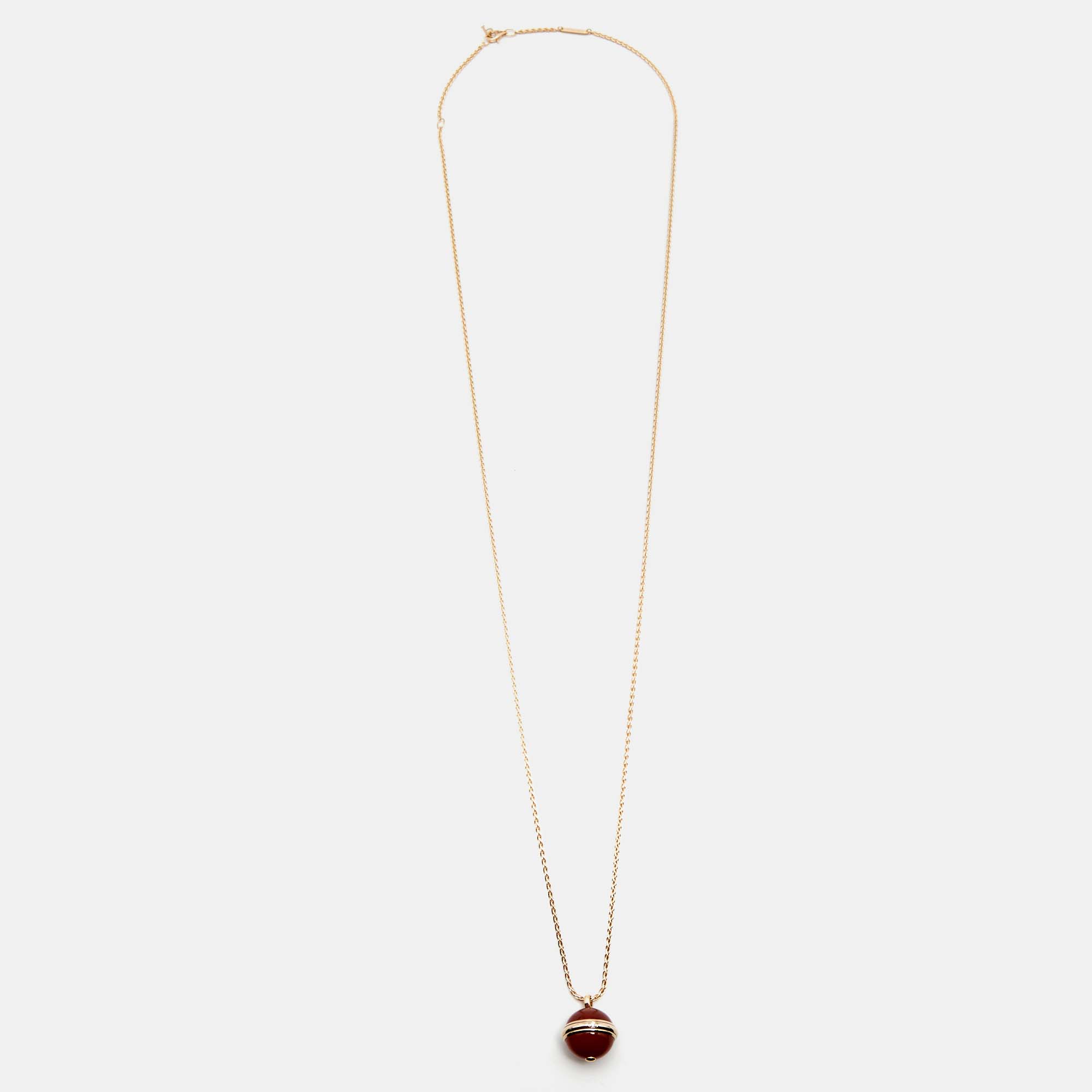 

Piaget Possession Carnelian Diamond 18k Rose Gold Long Pendant Necklace