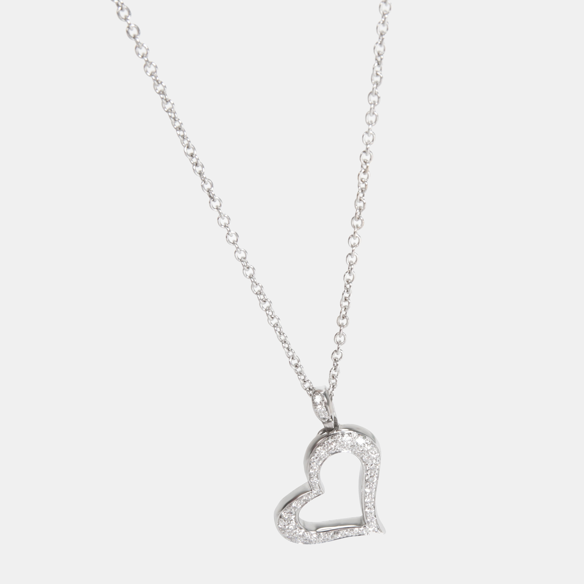 Pre-owned Piaget Diamond Heart Necklace In 18k White Gold 0.24 Ctw