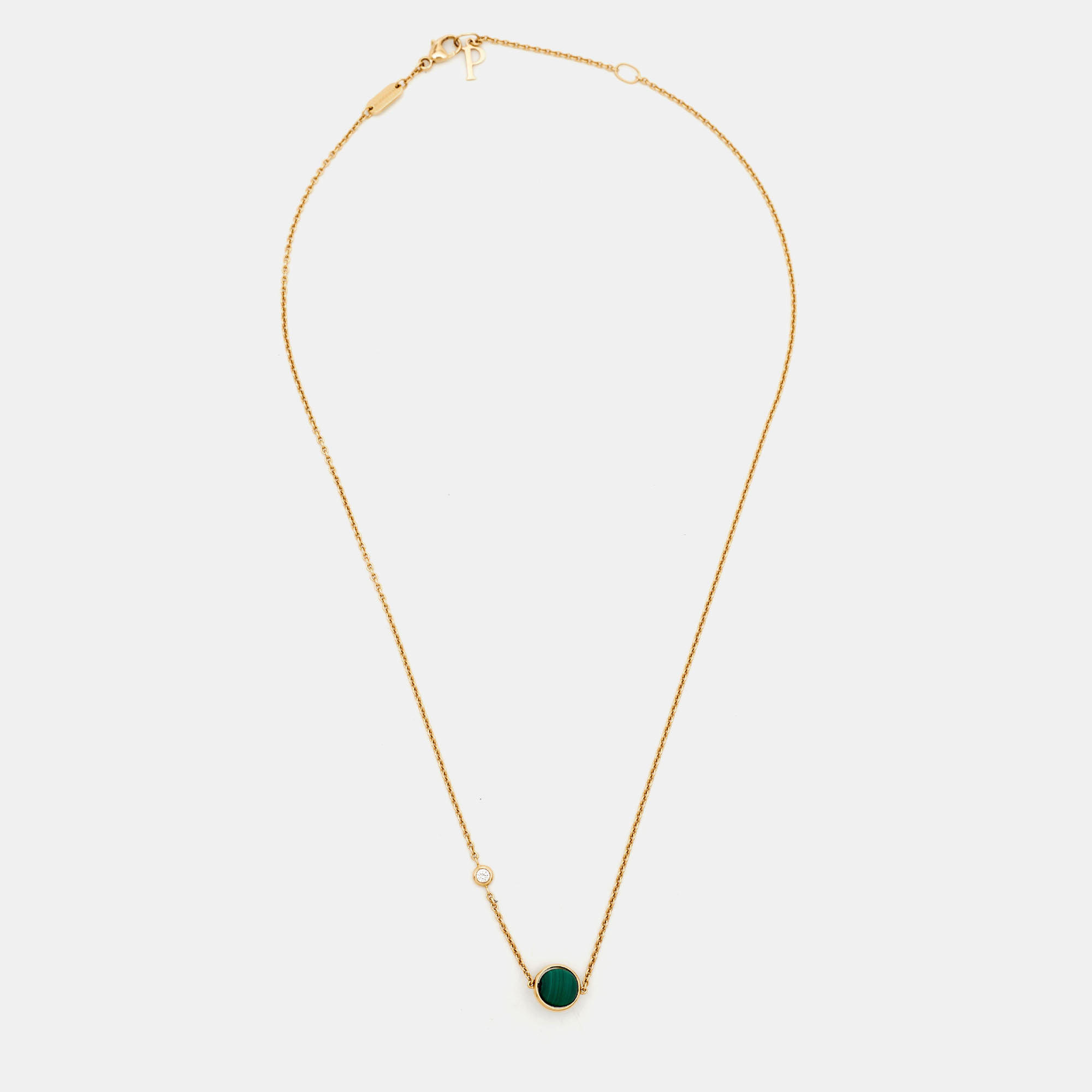 

Piaget Possession Malachite Diamond 18k Rose Gold Chain Necklace