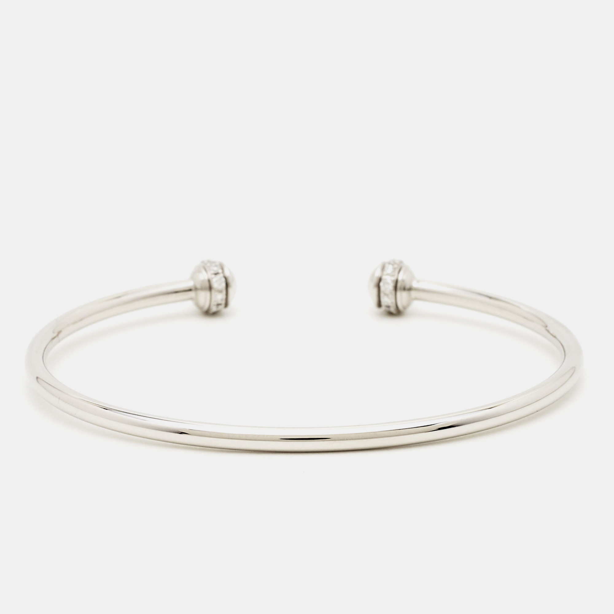 

Piaget Possession Diamond 18k White Gold Open Bangle Thin Bracelet 15