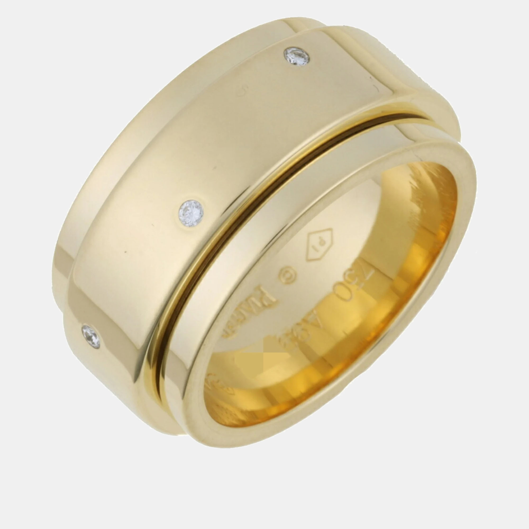 Pre-owned Piaget 18k Yellow Gold And Diamond Possession Band Ring Eu 54