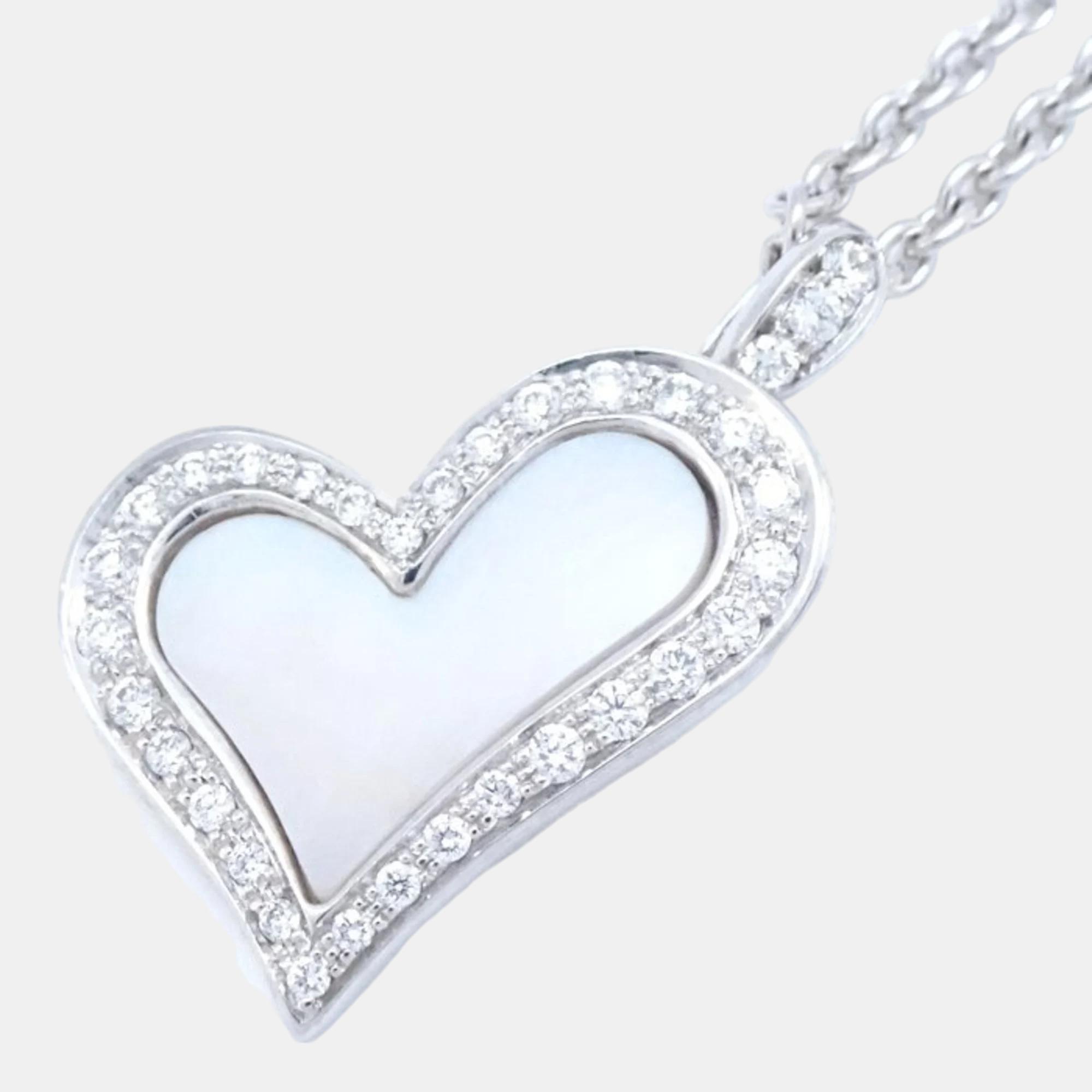 Pre-owned Piaget 18k White Gold And Diamond Heart Pendant Necklace