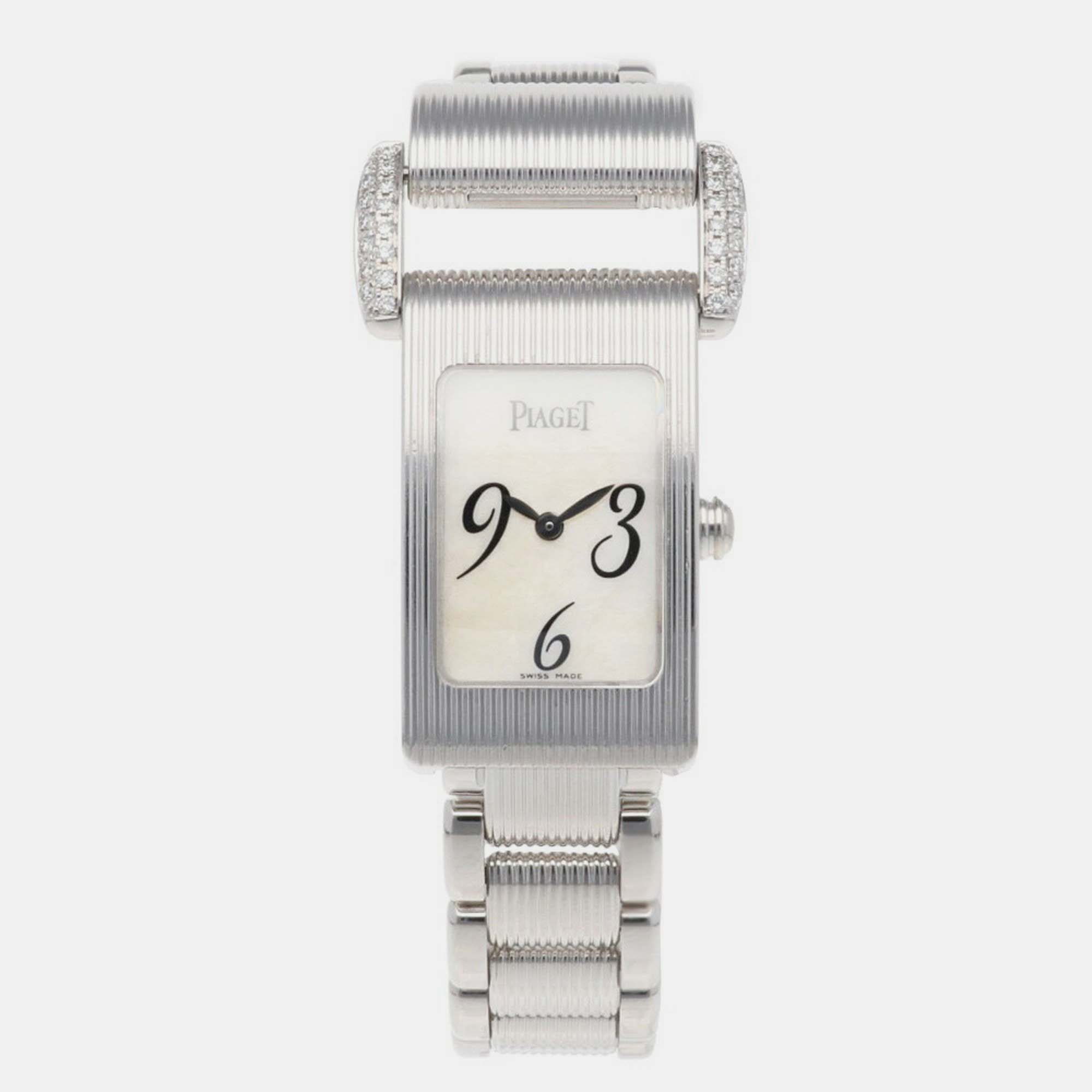 

Piaget White Shell 18k White Gold Miss Protocole Quartz Women's Wristwatch 17 mm