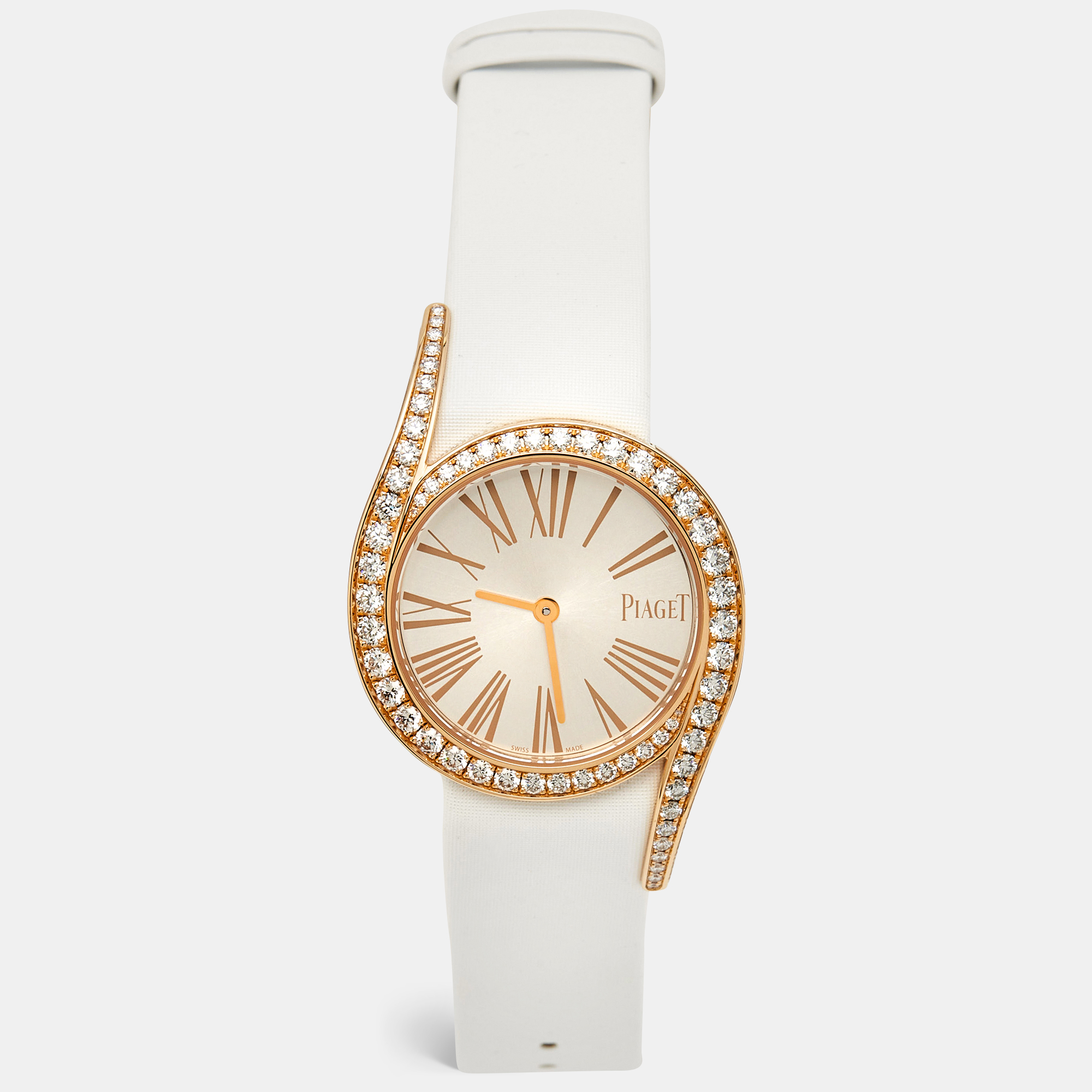 Pre-owned Piaget White 18k Rose Gold Diamond Satin Limelight Gala G0a41181 Women's Wristwatch 32 Mm