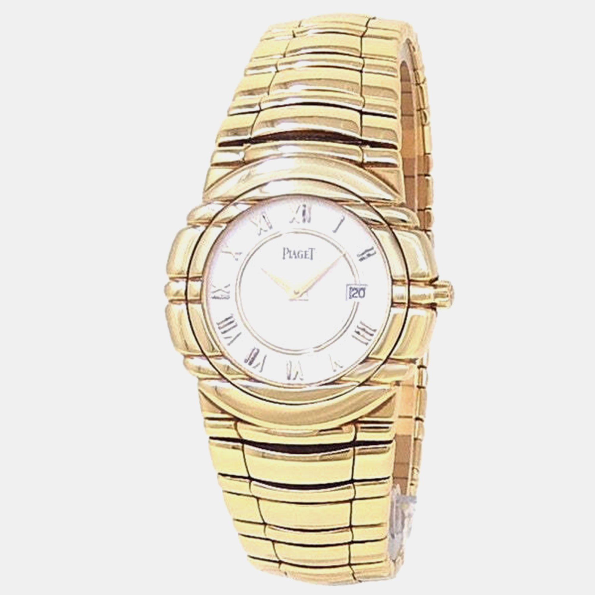 PIAGET Pre-owned Tanagra 17041 M 401 D Quartz White Dial 18k Yellow Gold Women's Wristwatch 35 Mm