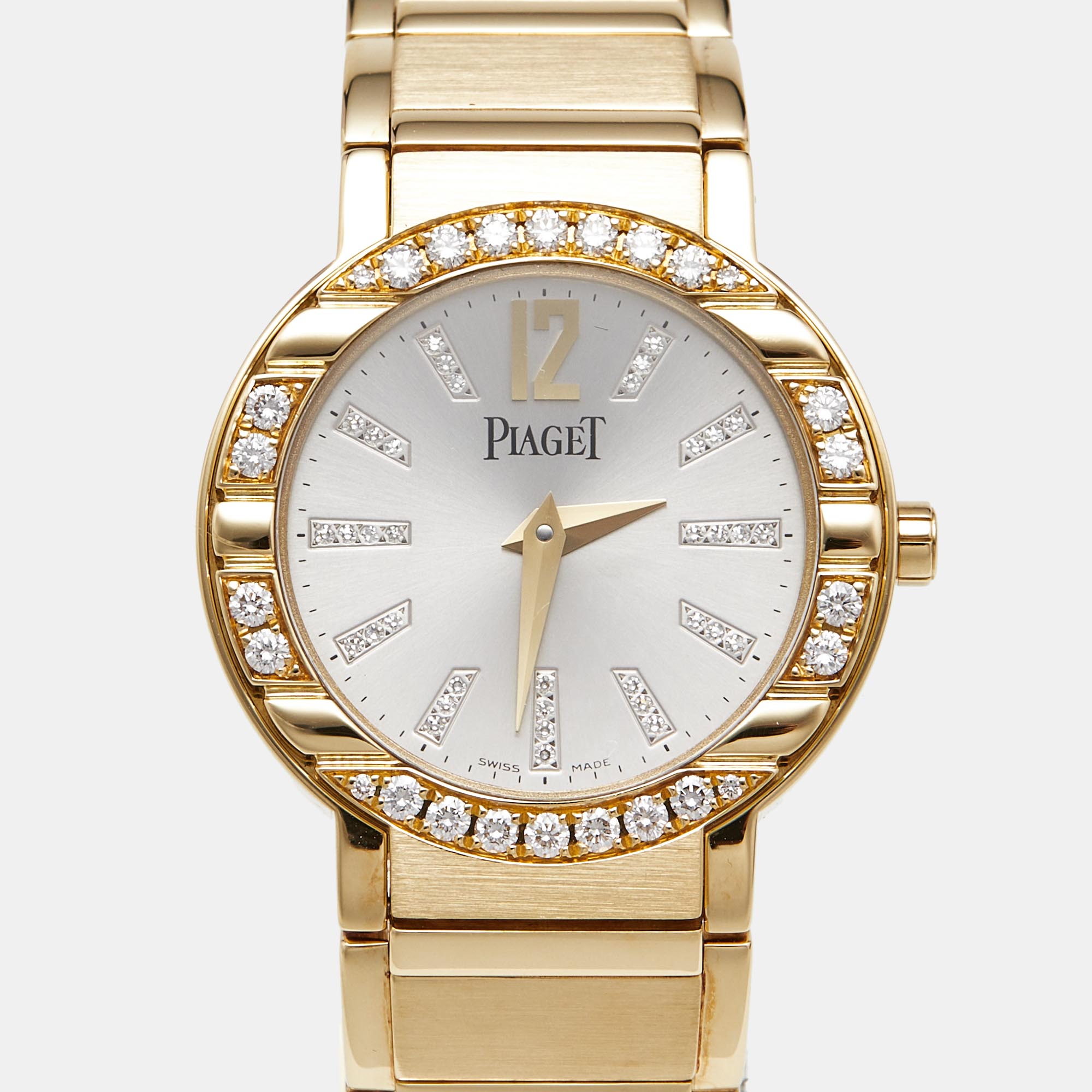 Piaget Polo G0A26032 Silver Dial 18k White Gold 18k Yellow Gold Diamond Womens Wristwatch 28 mm