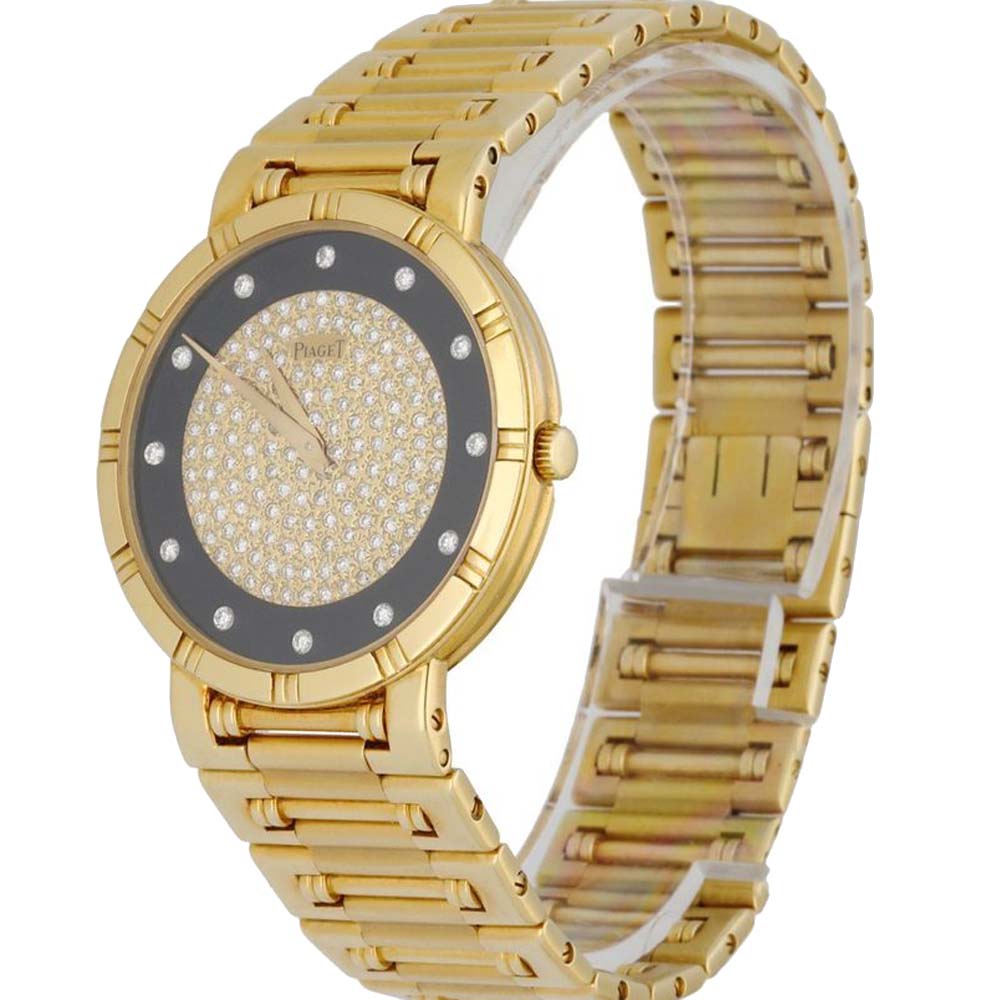 

Piaget Black Onyx Diamonds 18K Yellow Gold Dancer 84023 Women's Wristwatch 31 MM