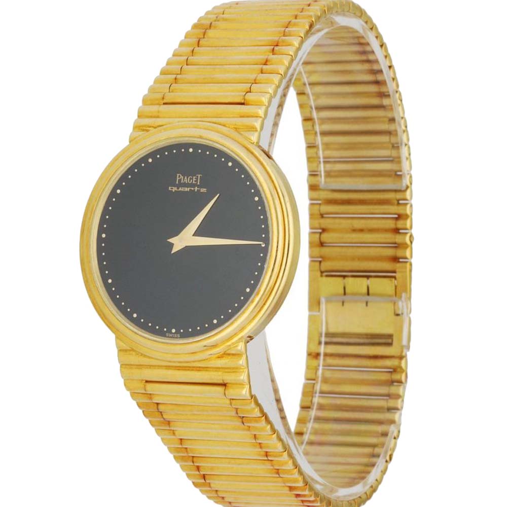 

Piaget Black Onyx 18K Yellow Gold Vintage 7632 Quartz Women's Wristwatch 32 MM