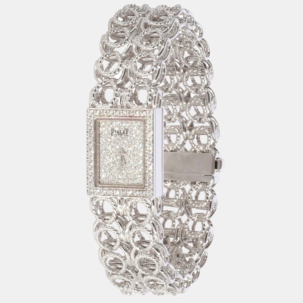 Pre-owned Piaget White 18k White Gold Dress P10905 Quartz Women's Wristwatch 15 Mm