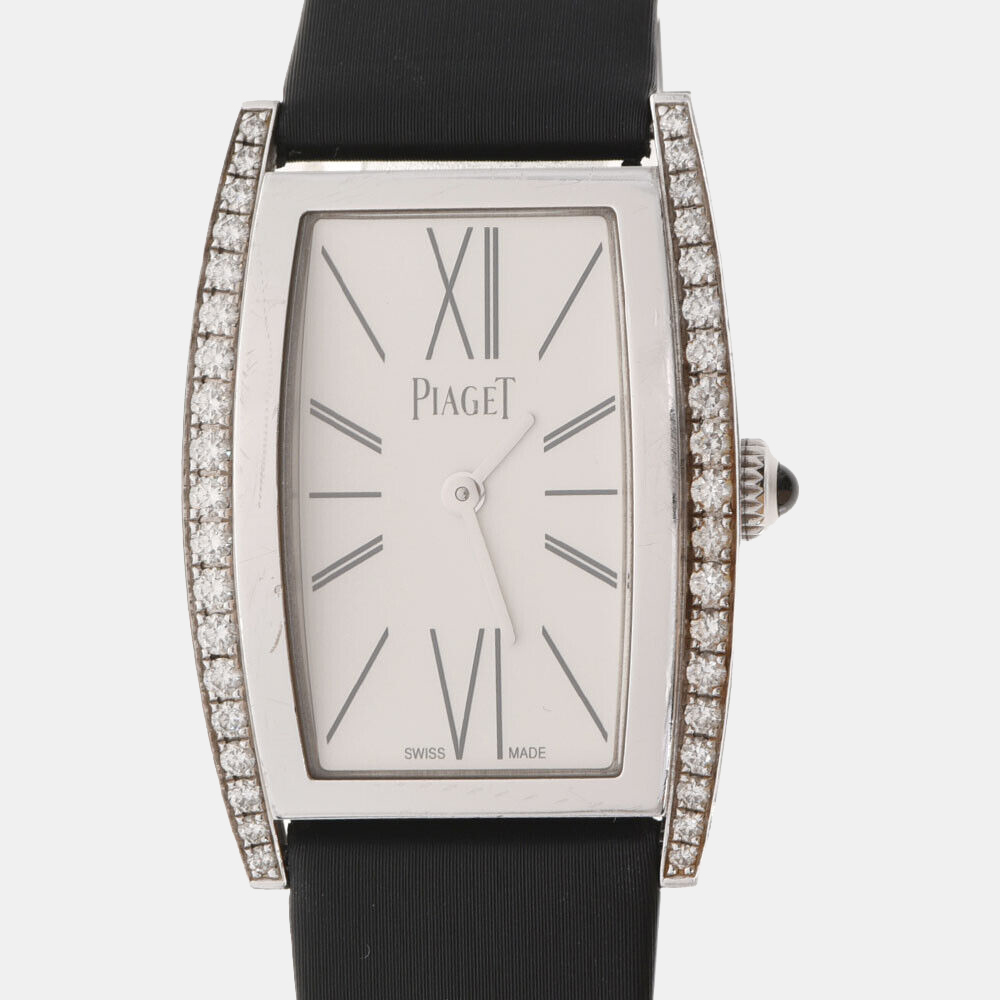 Pre-owned Piaget Silver Diamond 18k White Gold Limelight Quartz Women's Wristwatch 27 Mm