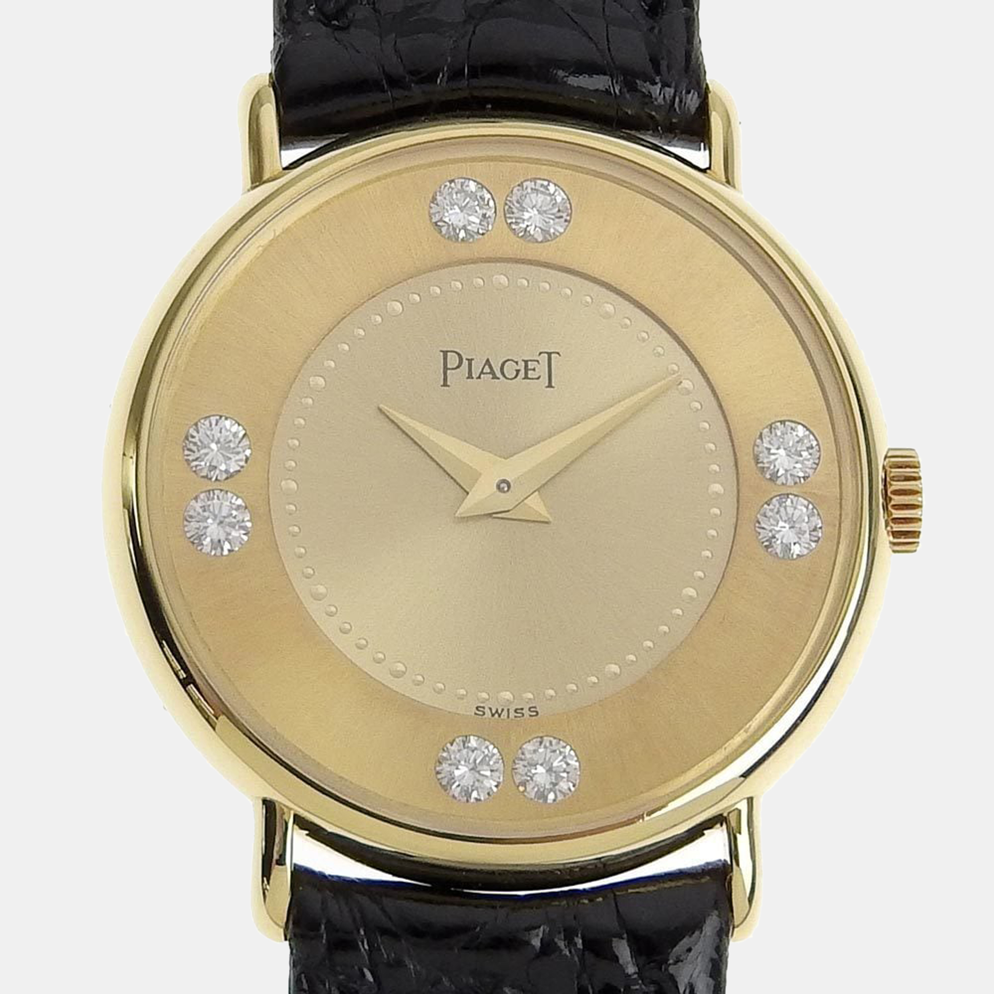 Pre-owned Piaget Gold Diamond 18k Yellow Gold Vintage 4642 2021/05 Manual Winding Women's Wristwatch 23 Mm