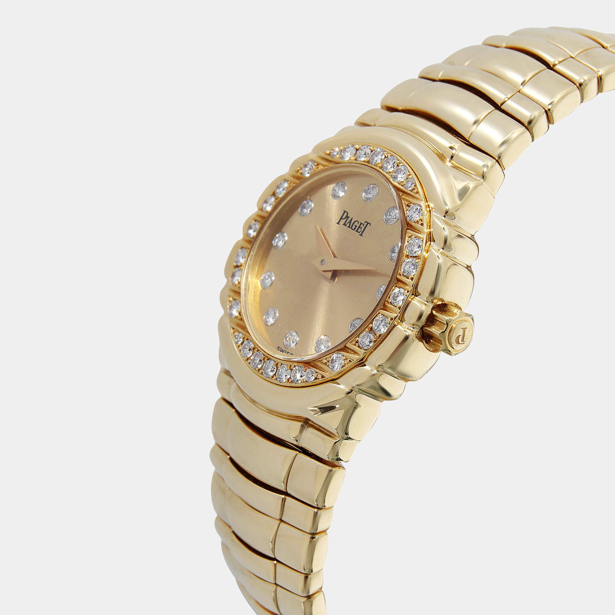 

Piaget Champagne 18K Yellow Gold Diamonds Tanagra 16033 Women's Wristwatch 25 mm
