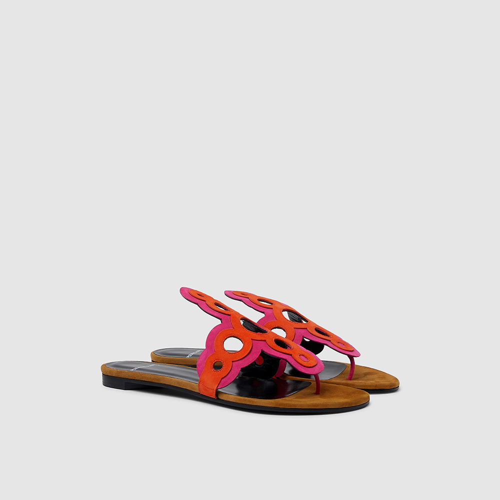 

Pierre Hardy Orange Two-Tone Contrast Disc Flat Sandals IT