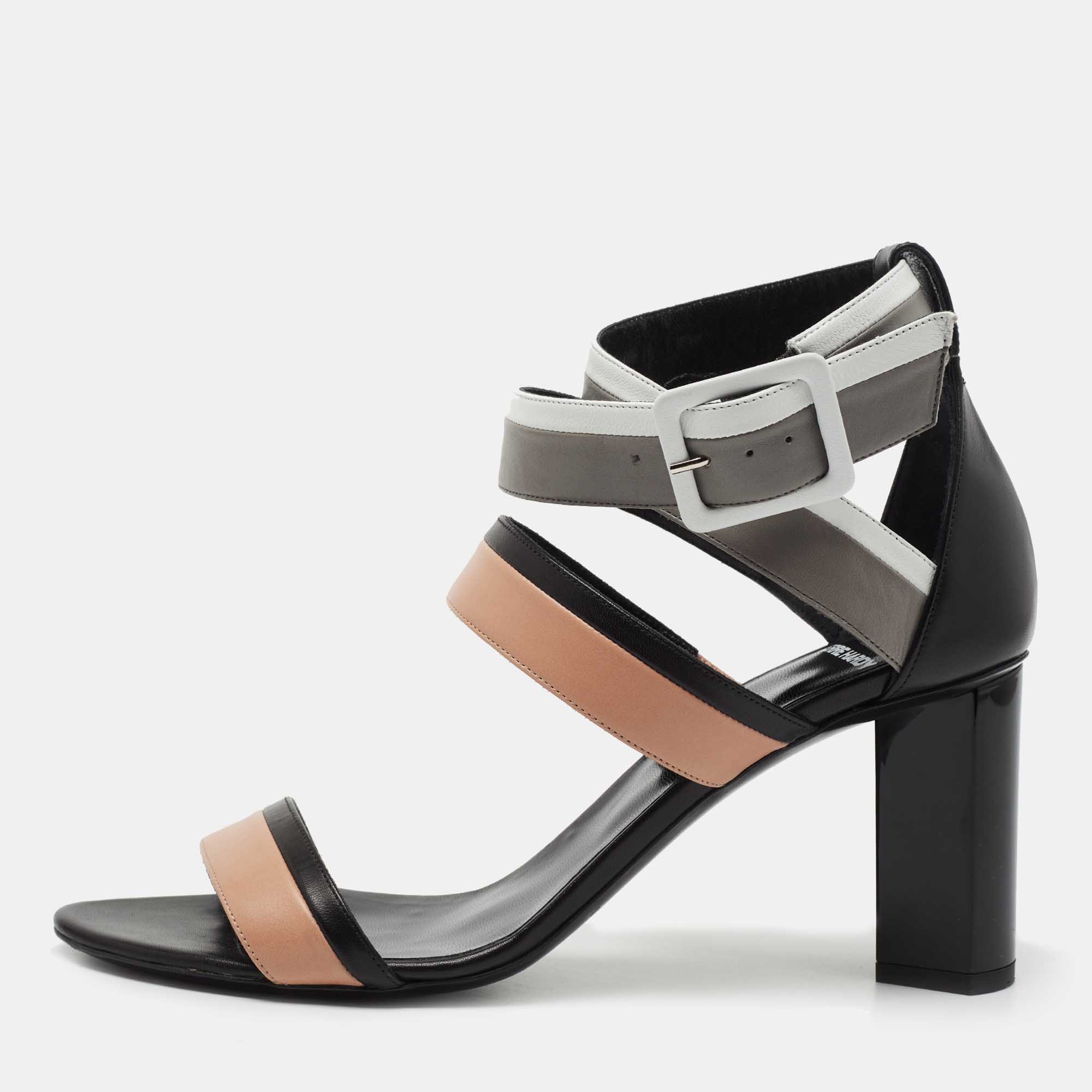 Pierre Hardy Multicolor Leather Block Heel Sandals Size 40
