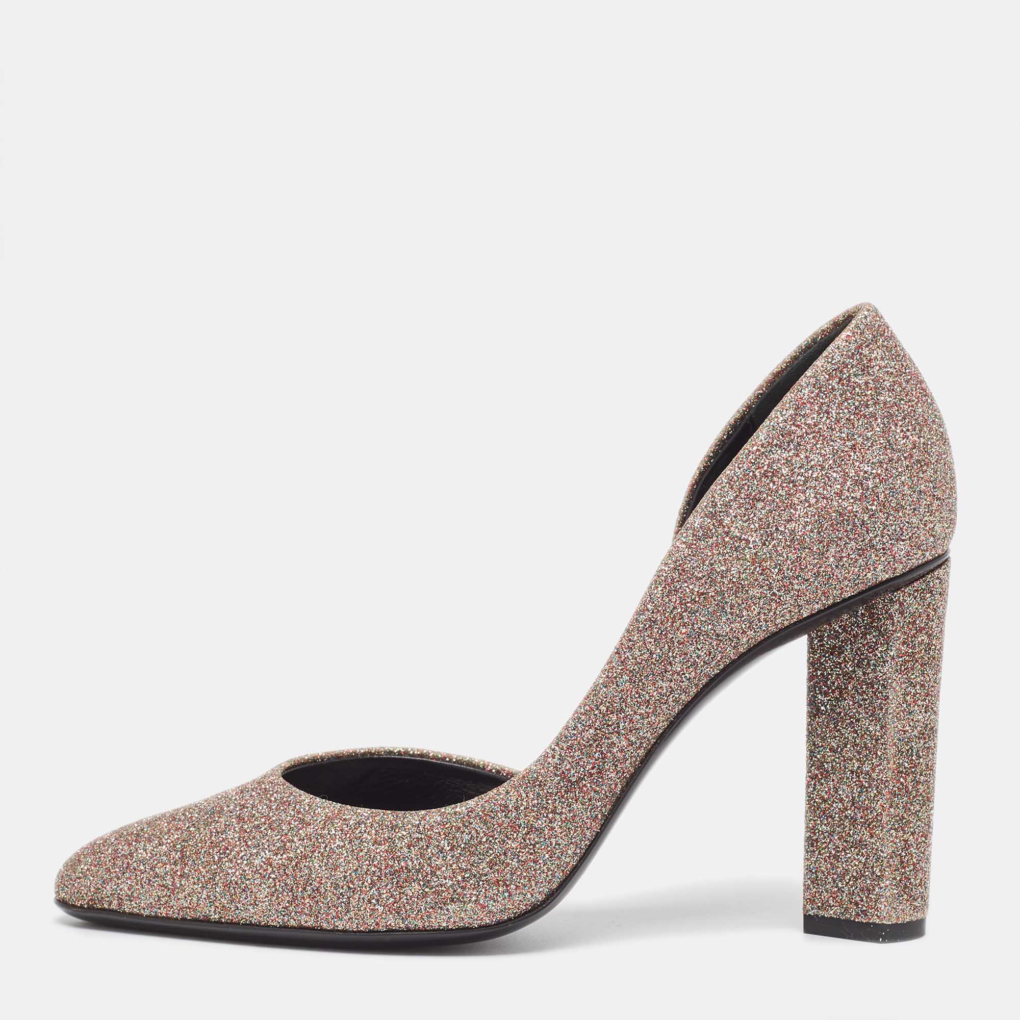 

Pierre Hardy Multicolor Glitter Fabric D'orsay Pumps Size