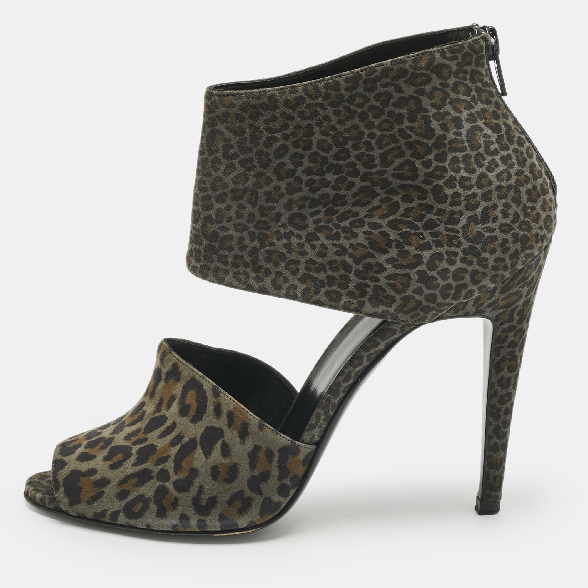 

Pierre Hardy Multicolor Leopard Print Suede Ankle Strap Sandals Size
