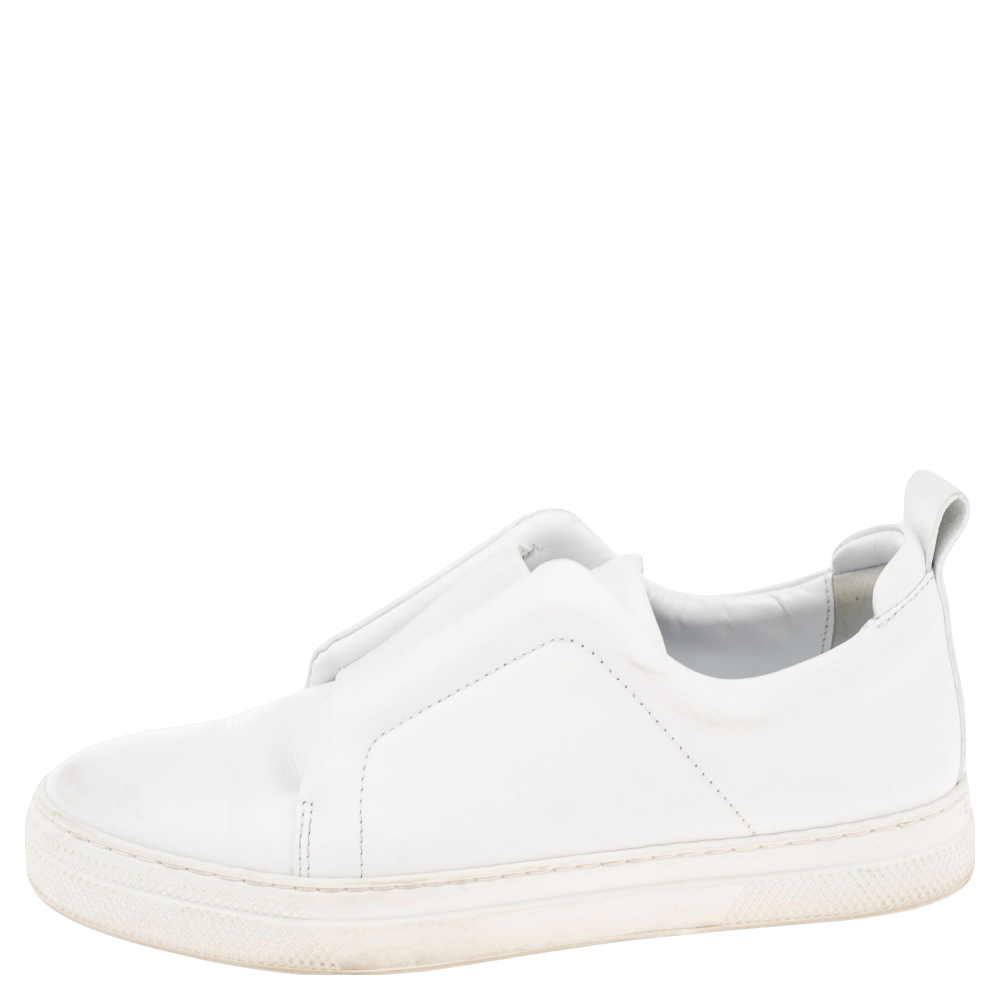 

Pierre Hardy White Leather Slip On Sneakers Size