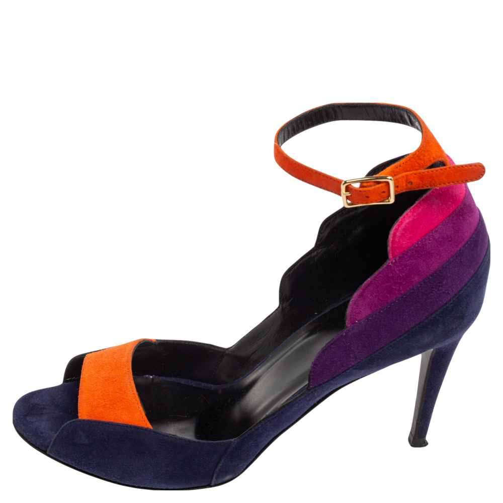 

Pierre Hardy Multicolor Suede Ankle Strap Sandals Size