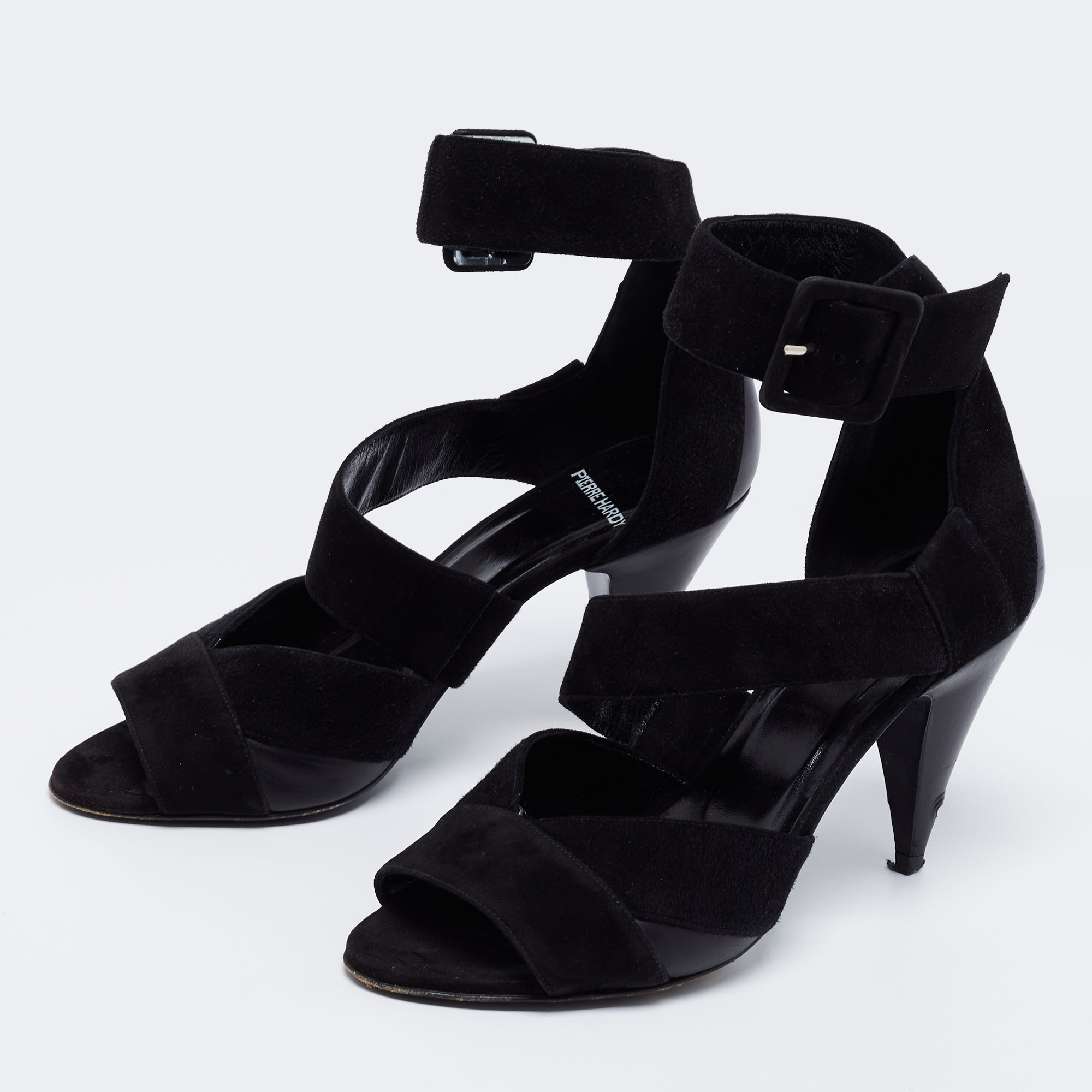 

Pierre Hardy Black Suede Ankle Strap Sandals Size