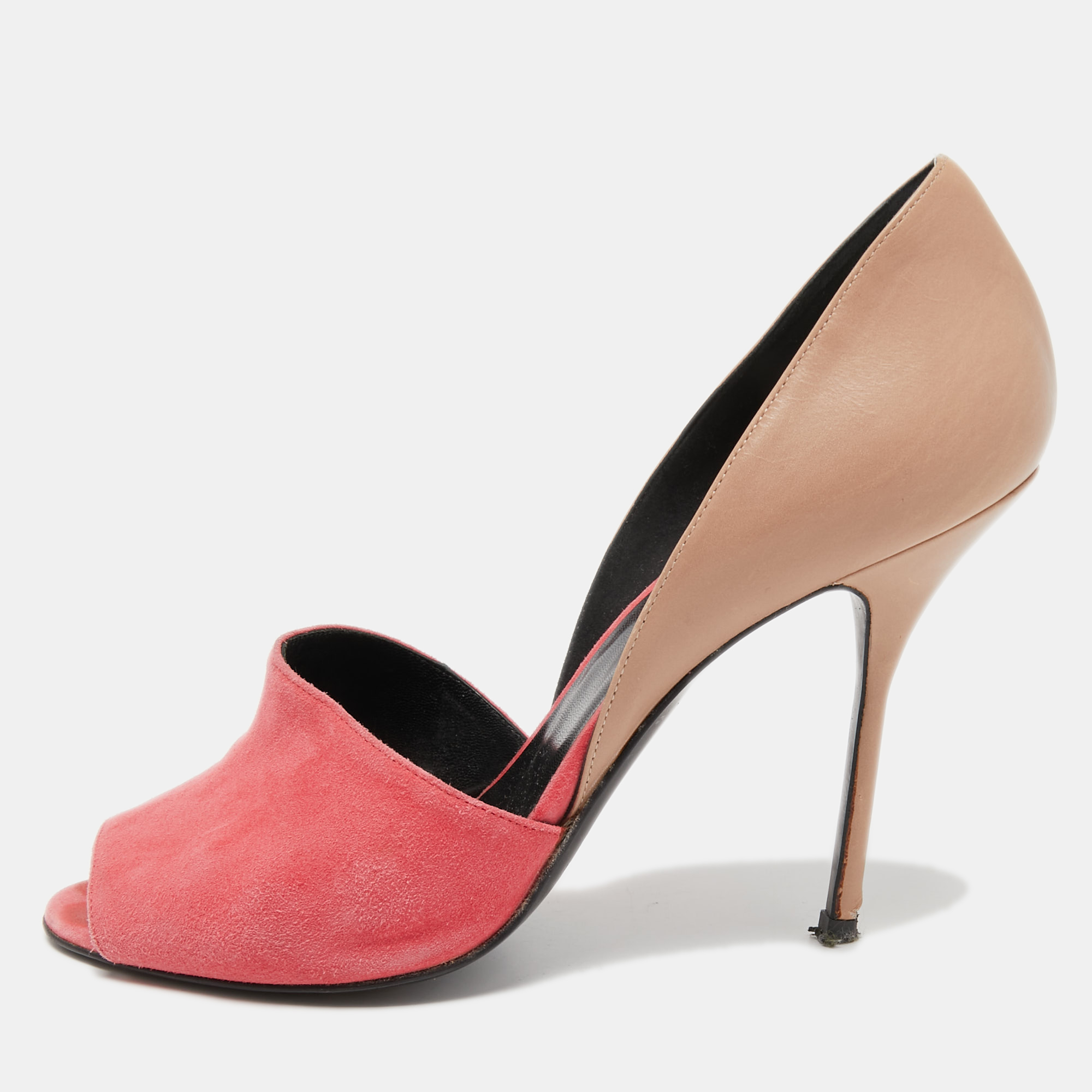 

Pierre Hardy Beige/Pink Leather and Suede Pumps Size