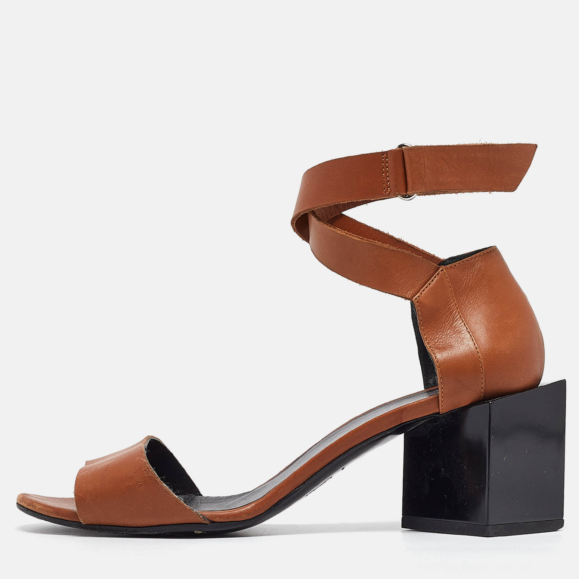 

Pierre Hardy Brown Leather Ankle Wrap Sandals Size