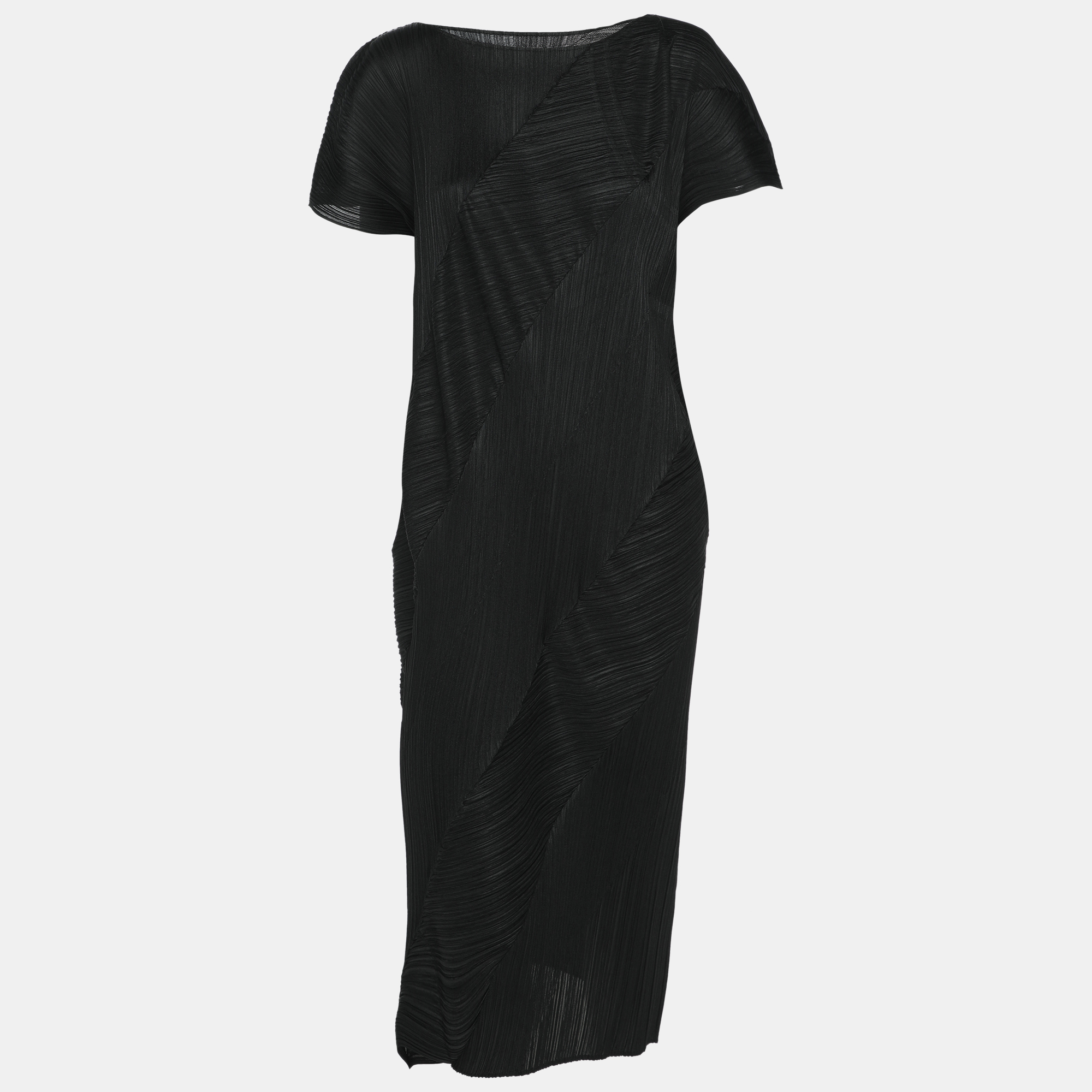 

Pleats Please by Issey Miyake Black Plisse Top XL