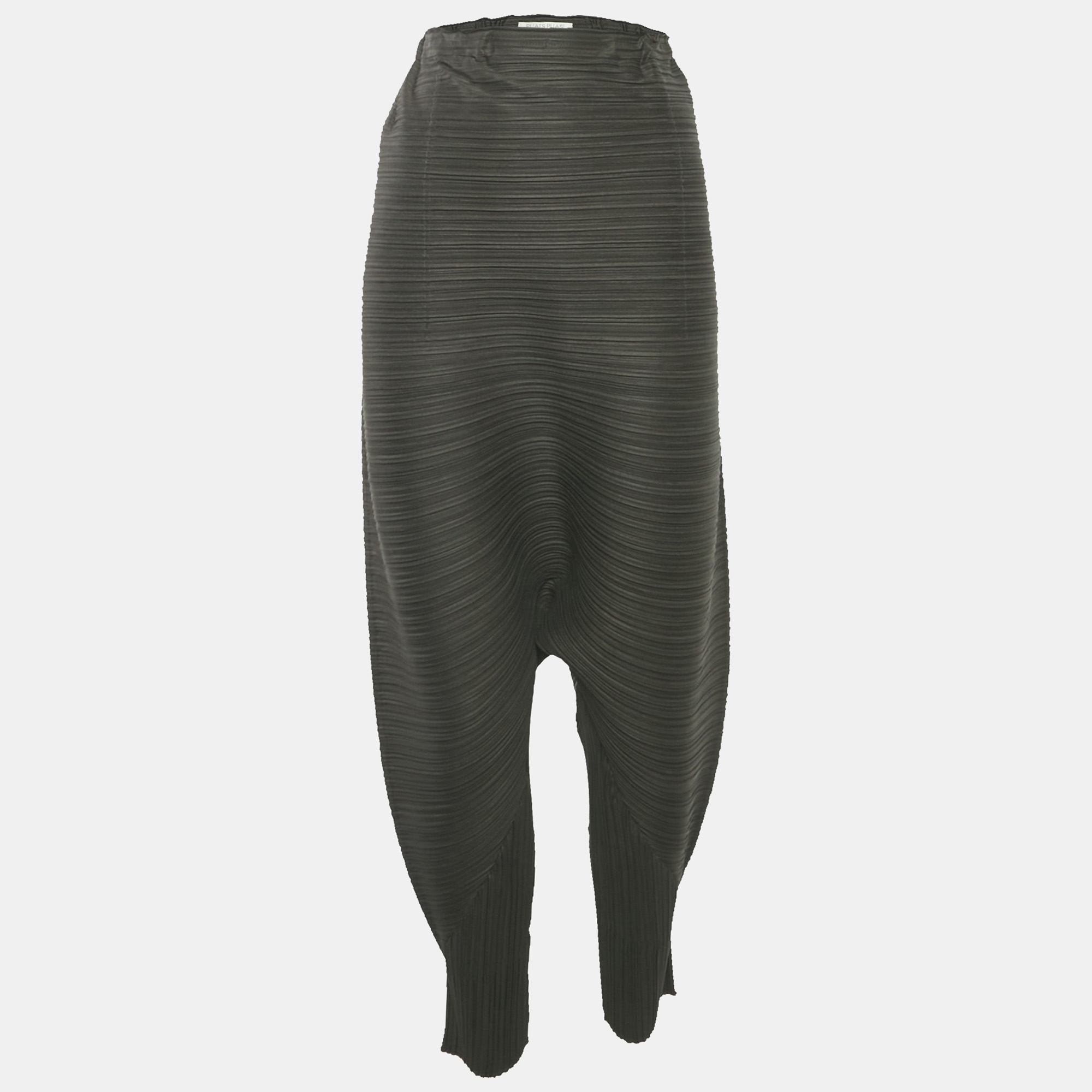 

Pleats Please By Issey Miyake Olive Green Pleated Harem Pants L