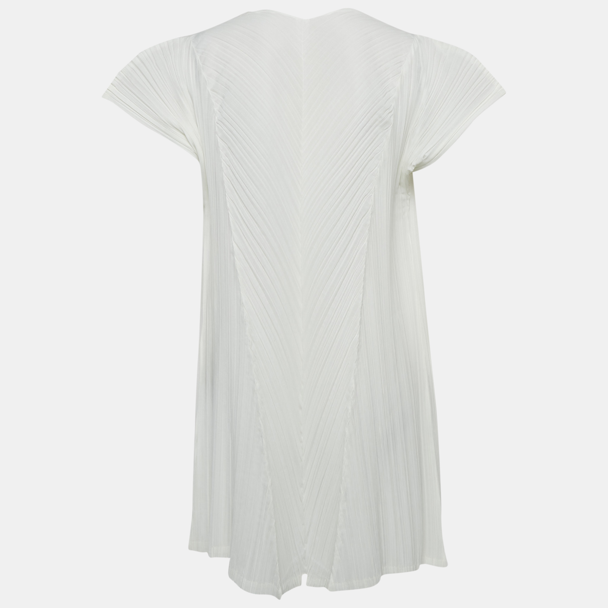 

Pleats Please By Issey Miyake White Plisse Buttoned Overlay Jacket L