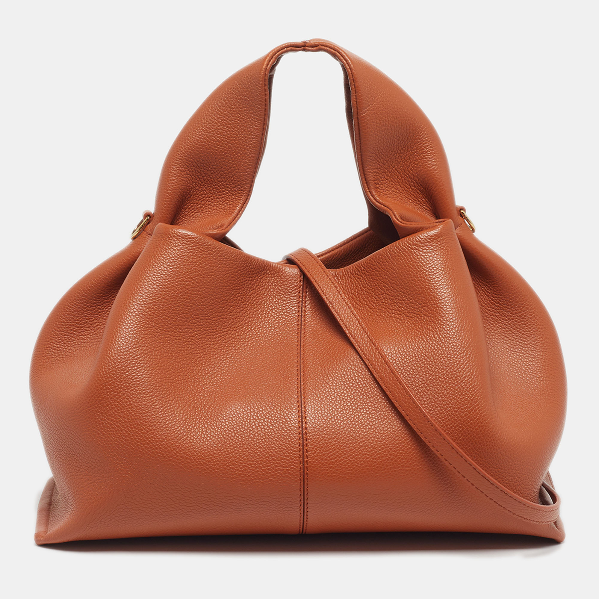 Pre-owned Polene Numéro Neuf Camel Brown Leather Hobo