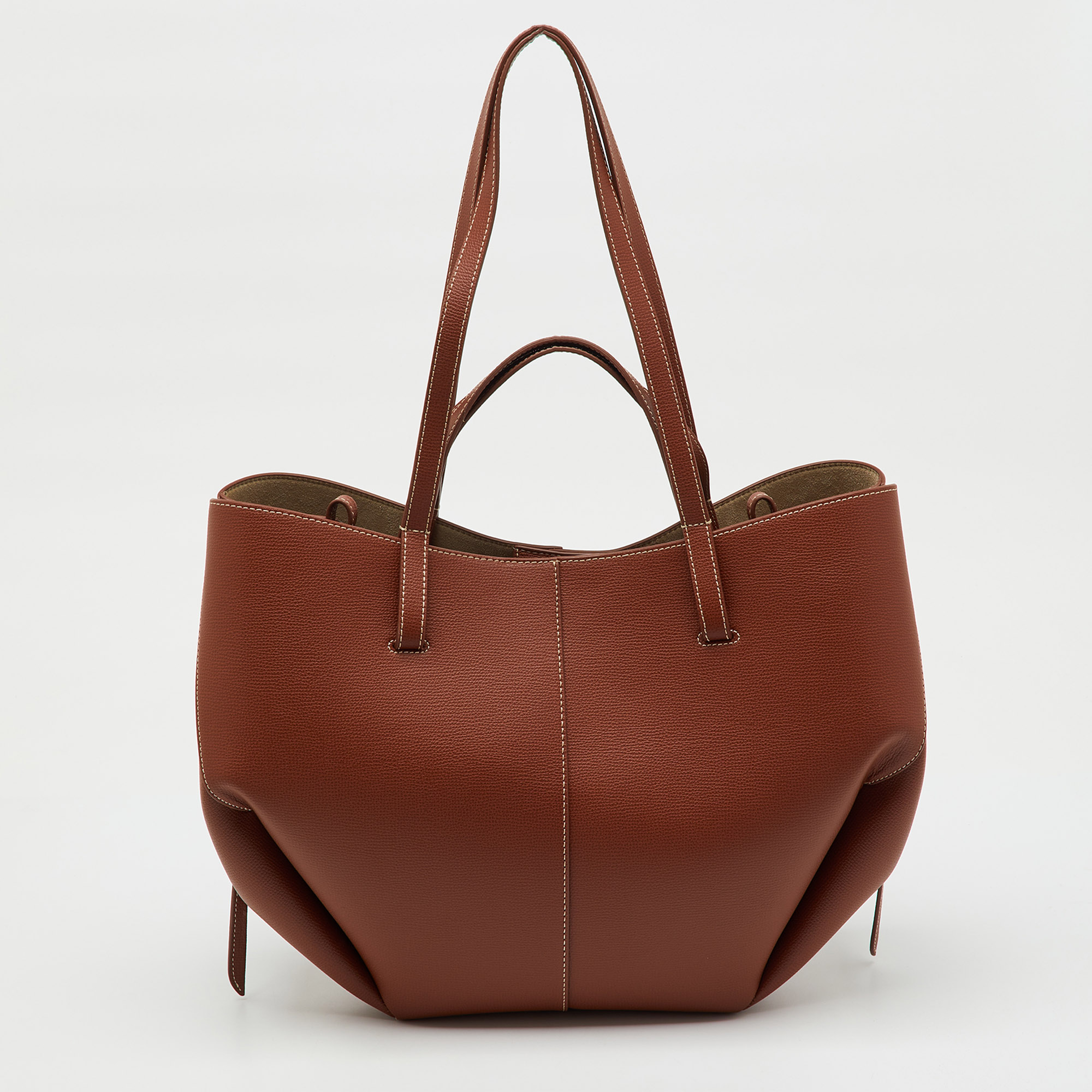 

Polène Cognac Brown Leather Cyme Tote