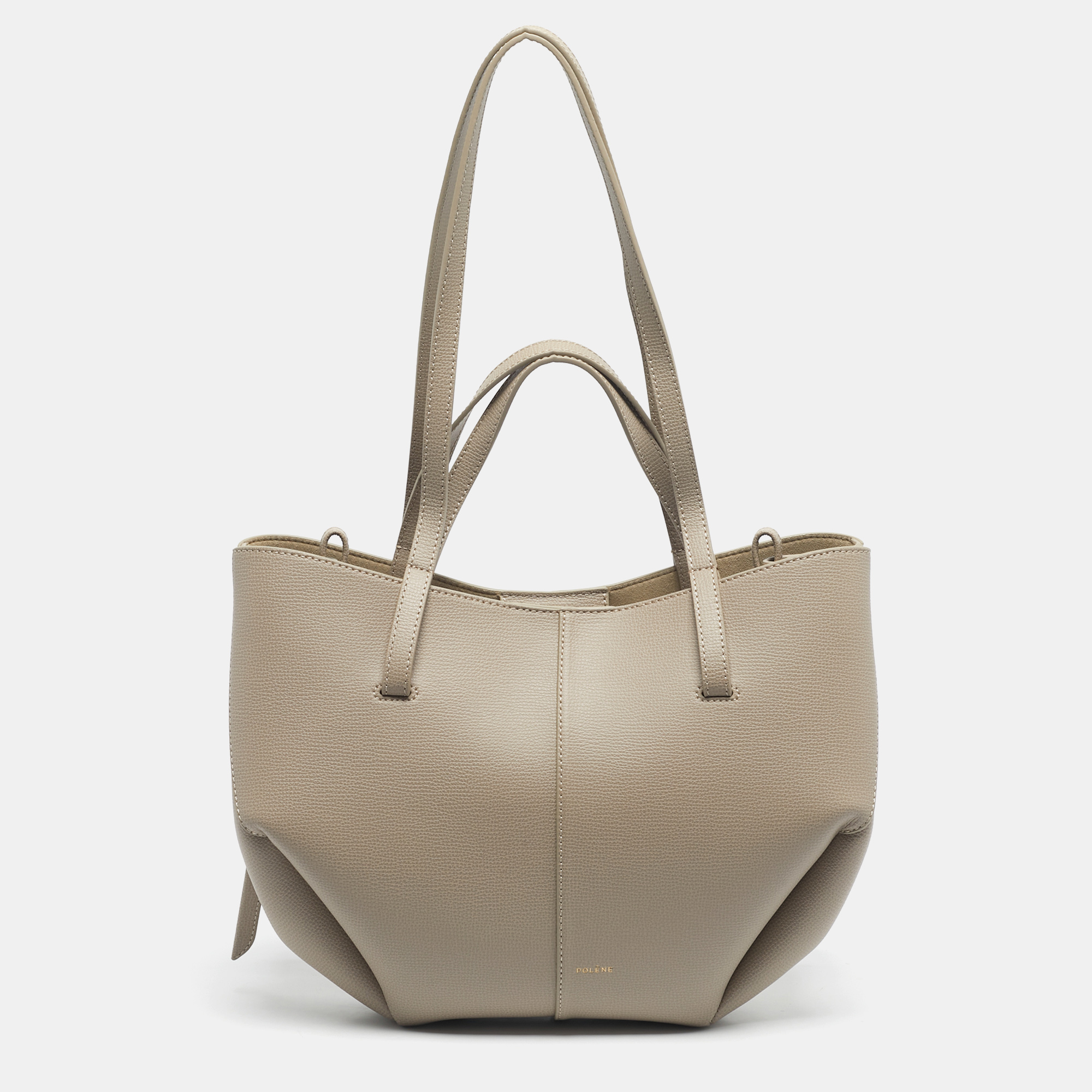 

Polène Grey Leather Mini Cyme Tote