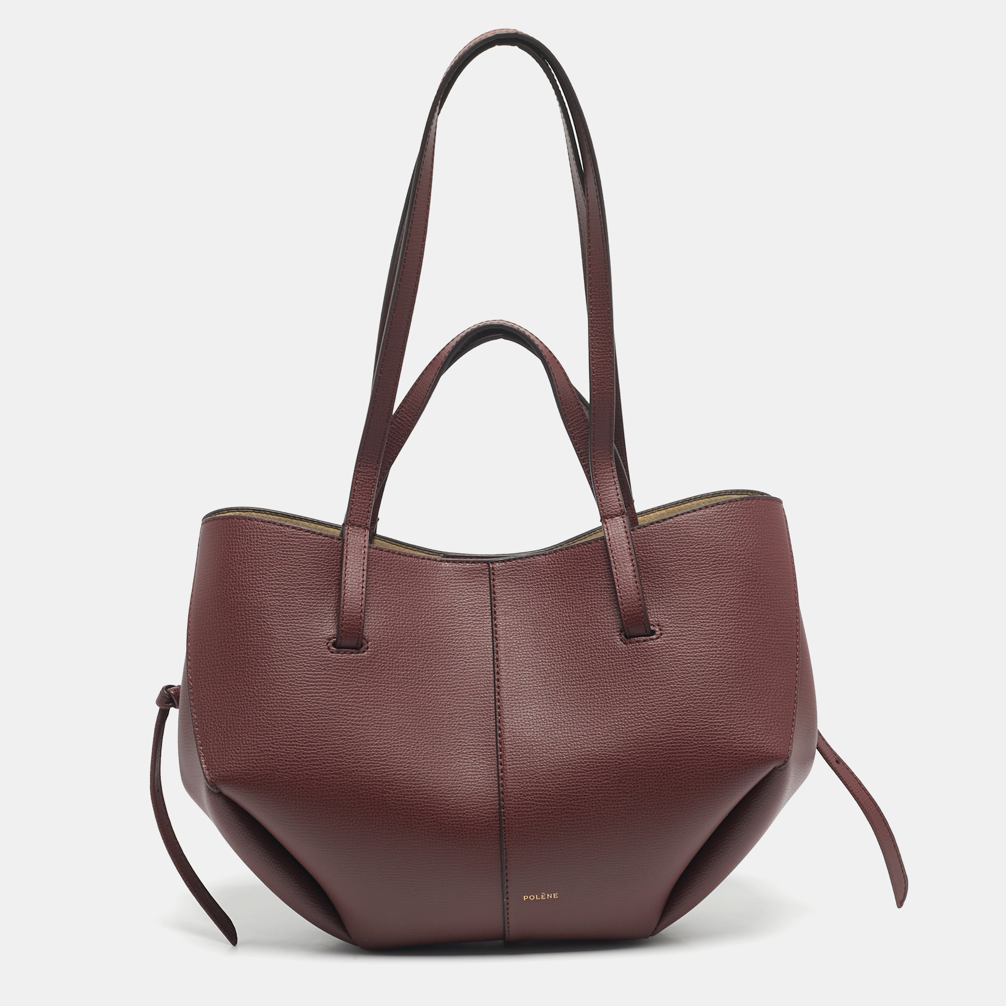 

Polène Burgundy Leather Mini Cyme Tote