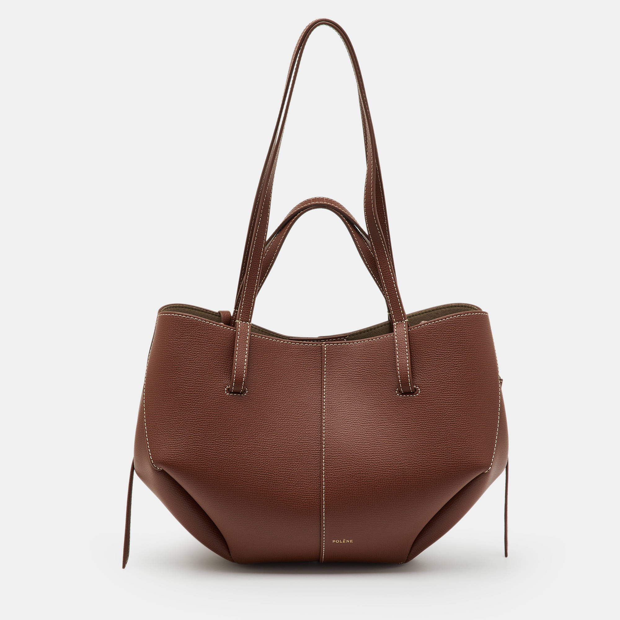 Pol&egrave;ne Brown Leather Cyme Mini Tote