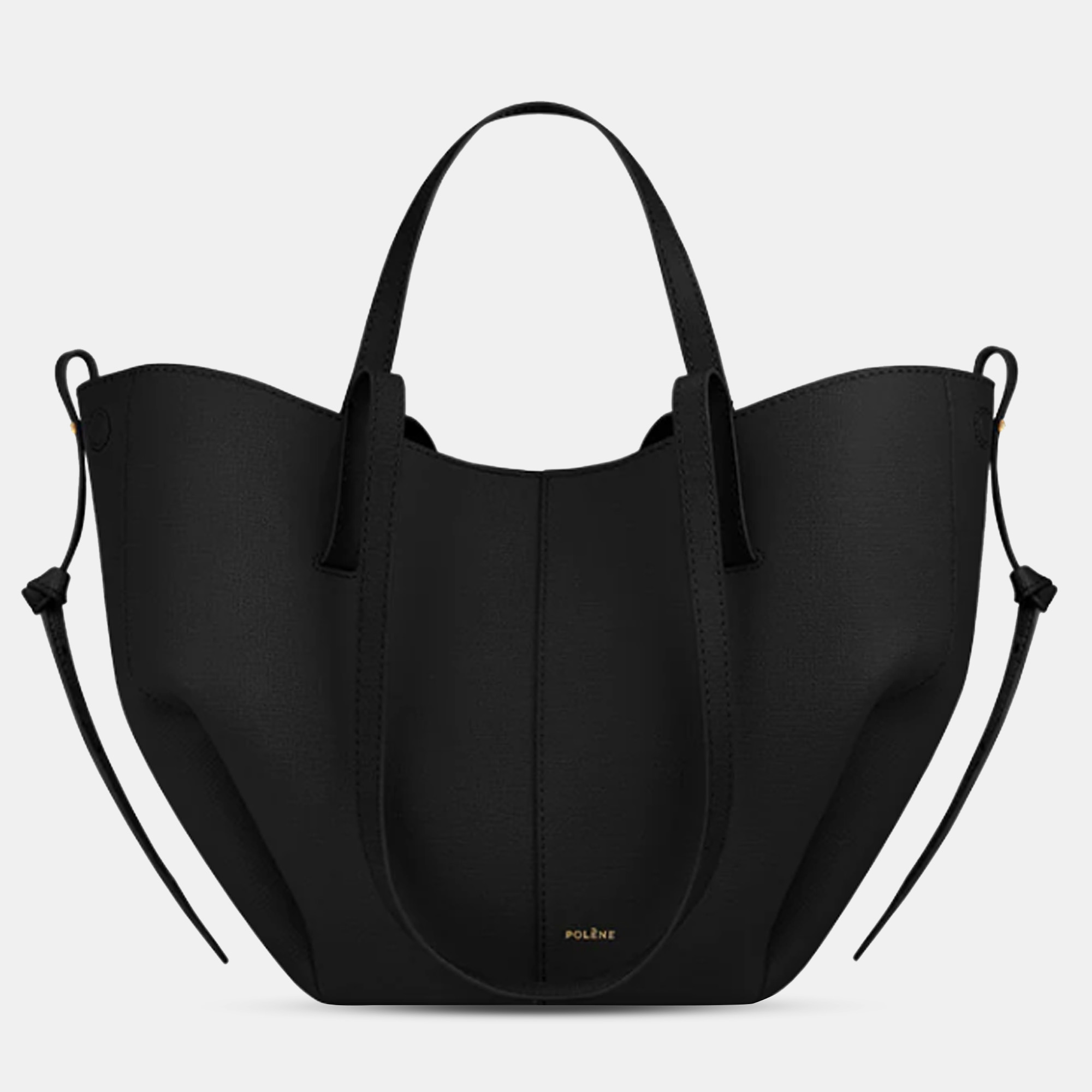 Pre-owned Polene Cyme Mini Grained Black Edition Calfskin Leather Shoulder Bag