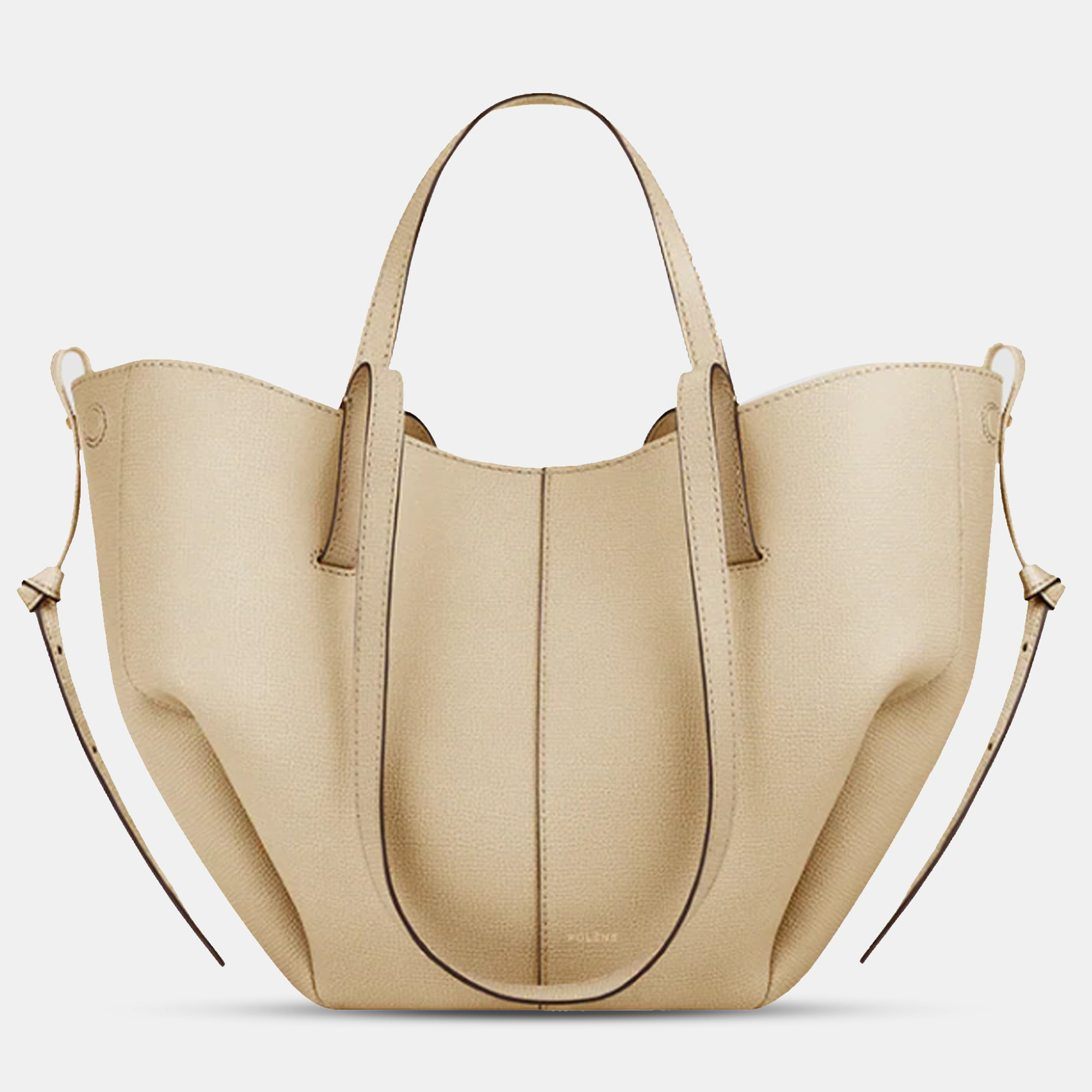 Pre-owned Polene Cyme Mini Grained Sand Edition Calfskin Leather Shoulder Bag In Yellow