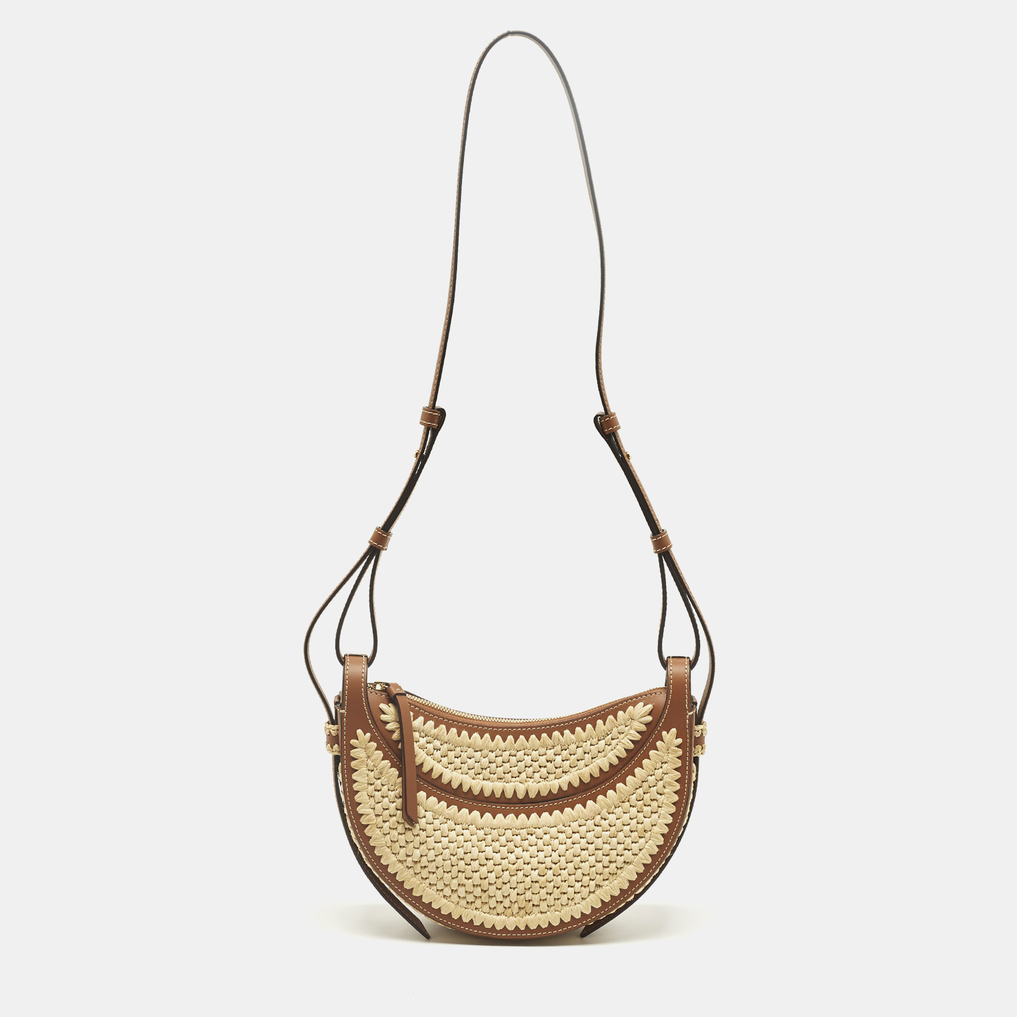 

Polène Numero Dix Brown/Natural Crochet Raffia and Leather Shoulder Bag