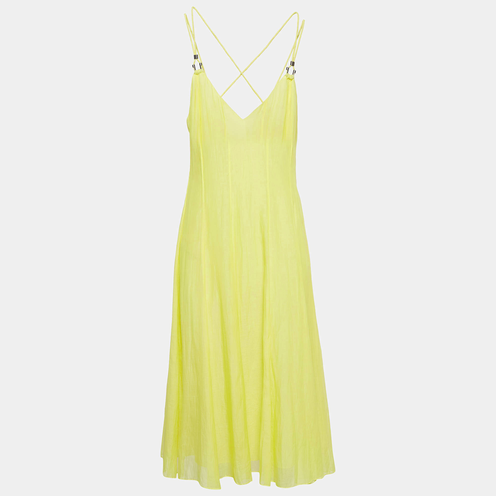 

Polo Ralph Lauren Yellow Cotton Wynonna Midi Dress L