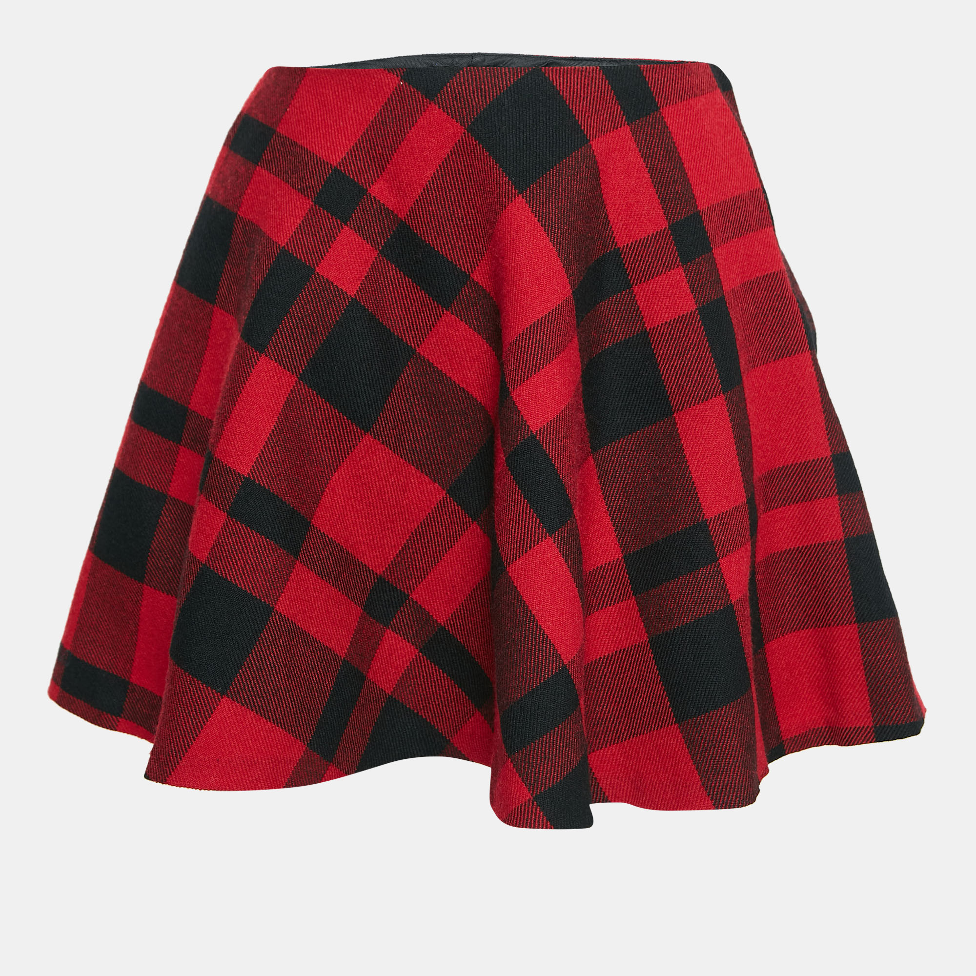 

Polo Ralph Lauren Red Plaid Wool Flared Mini Skirt M