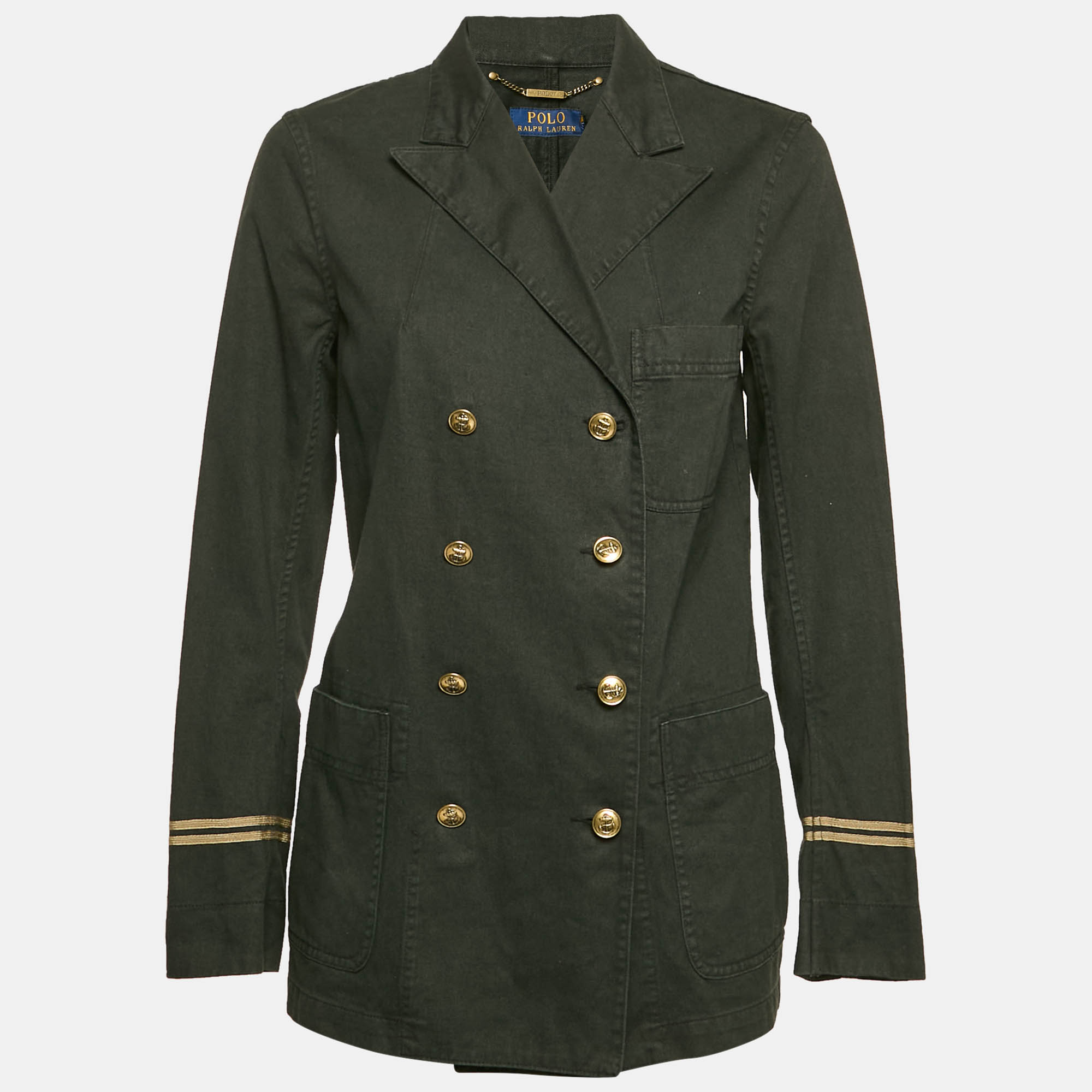 

Polo Ralph Lauren Black Denim Peak Lapel Captain Jacket L