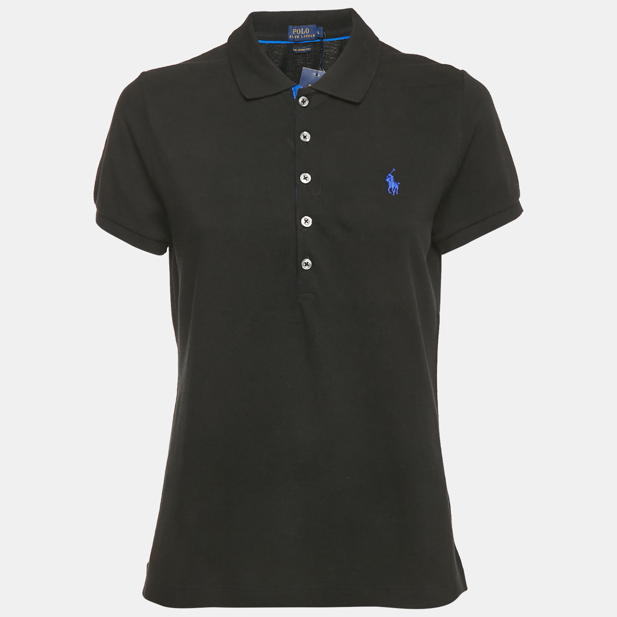 

Polo Ralph Lauren Black Logo Embroidered Cotton Polo T-Shirt L