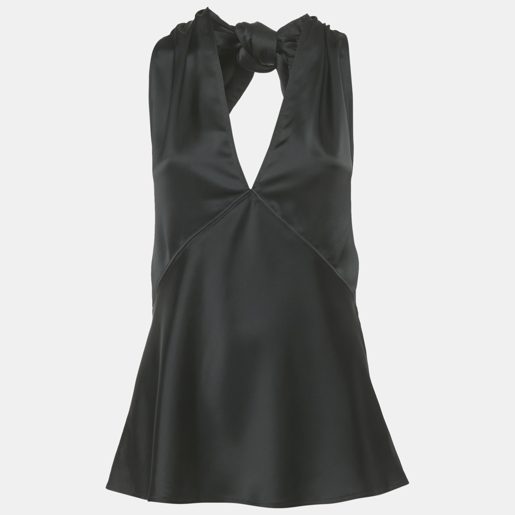 

Polo Ralph Lauren Black Satin Plunging Neck Top L