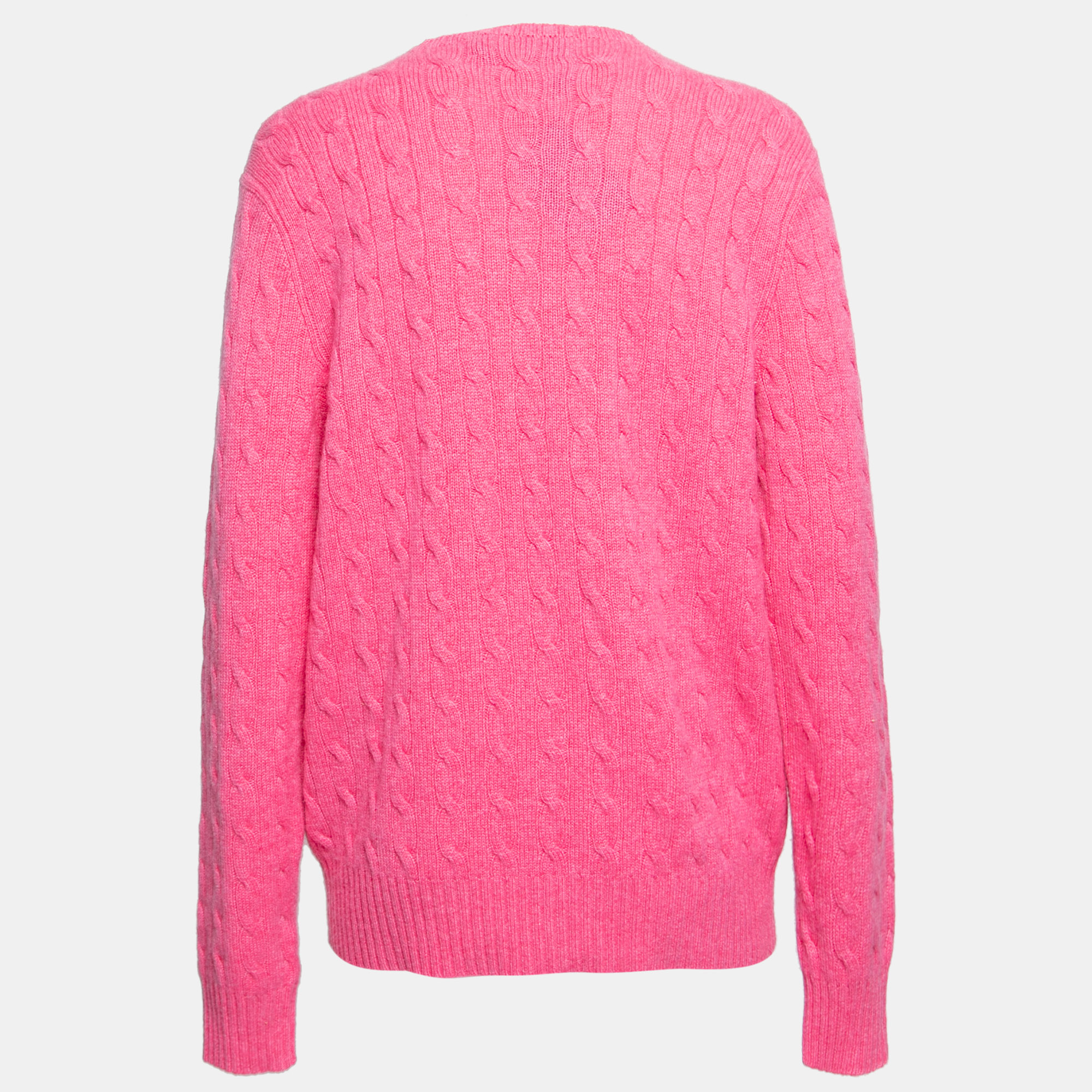 

Polo Ralph Lauren Pink Cable Knit Cashmere Long Sleeve Jumper