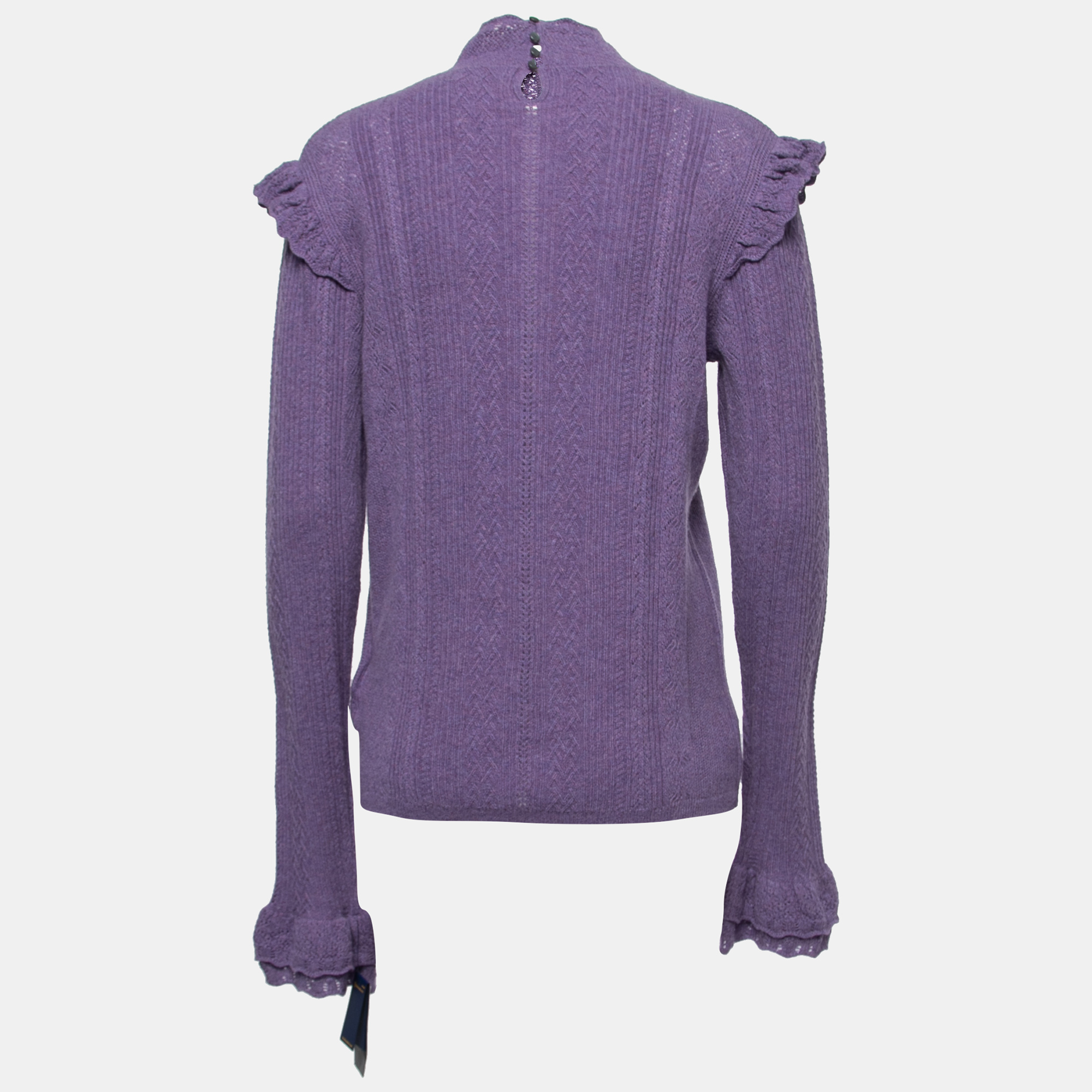 

Polo Ralph Lauren Purple Merino Wool Ruffled Sweater