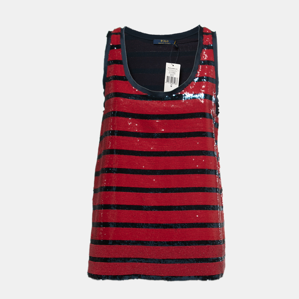 

Polo Ralph Lauren Red & Blue Striped Sequined Tank Top M