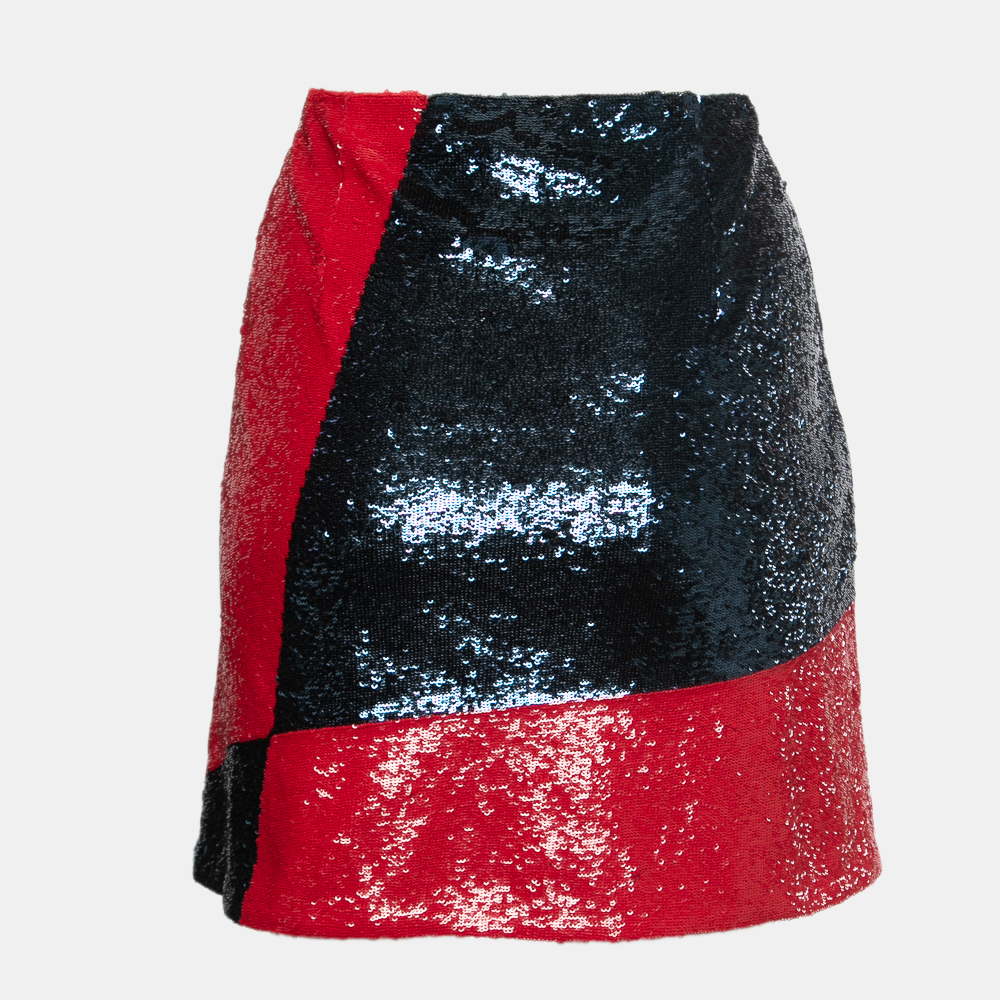 

Polo Ralph Lauren Blue & Red Colorblock Sequined Mini Skirt