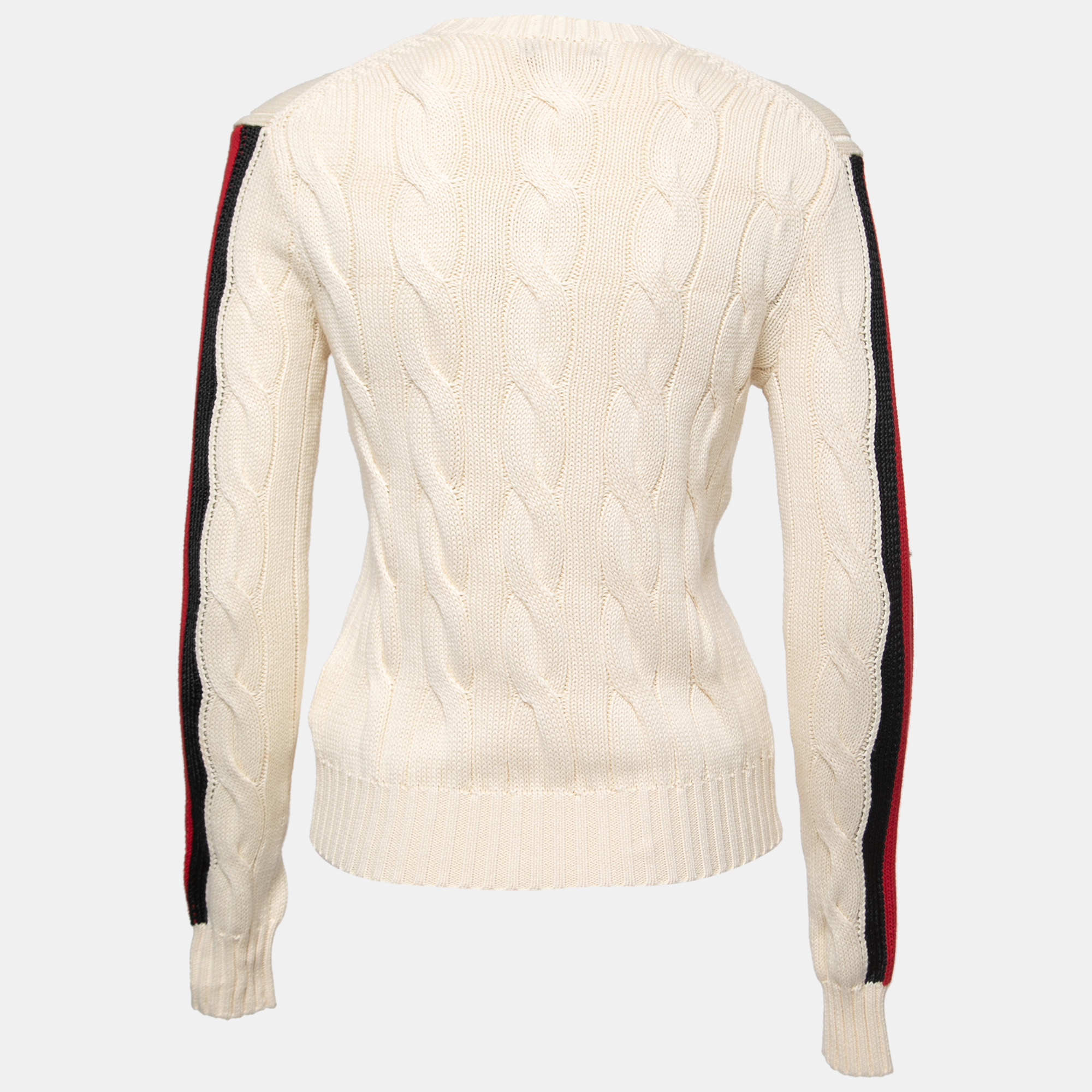 

Polo Ralph Lauren Cream Striped Cable Knit Sweater, White